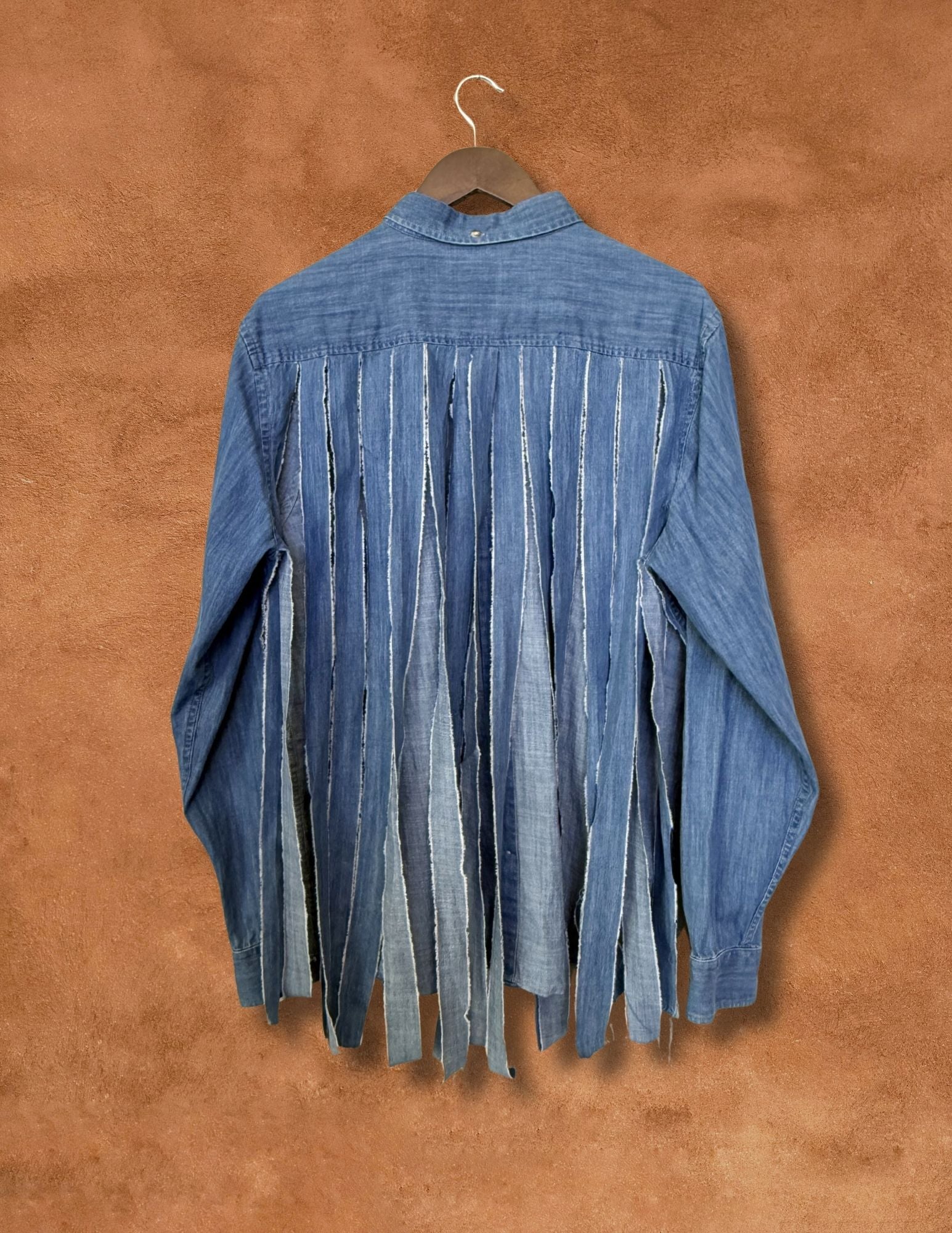 Vintage 90s Fringed Denim Shirt 48 x 30