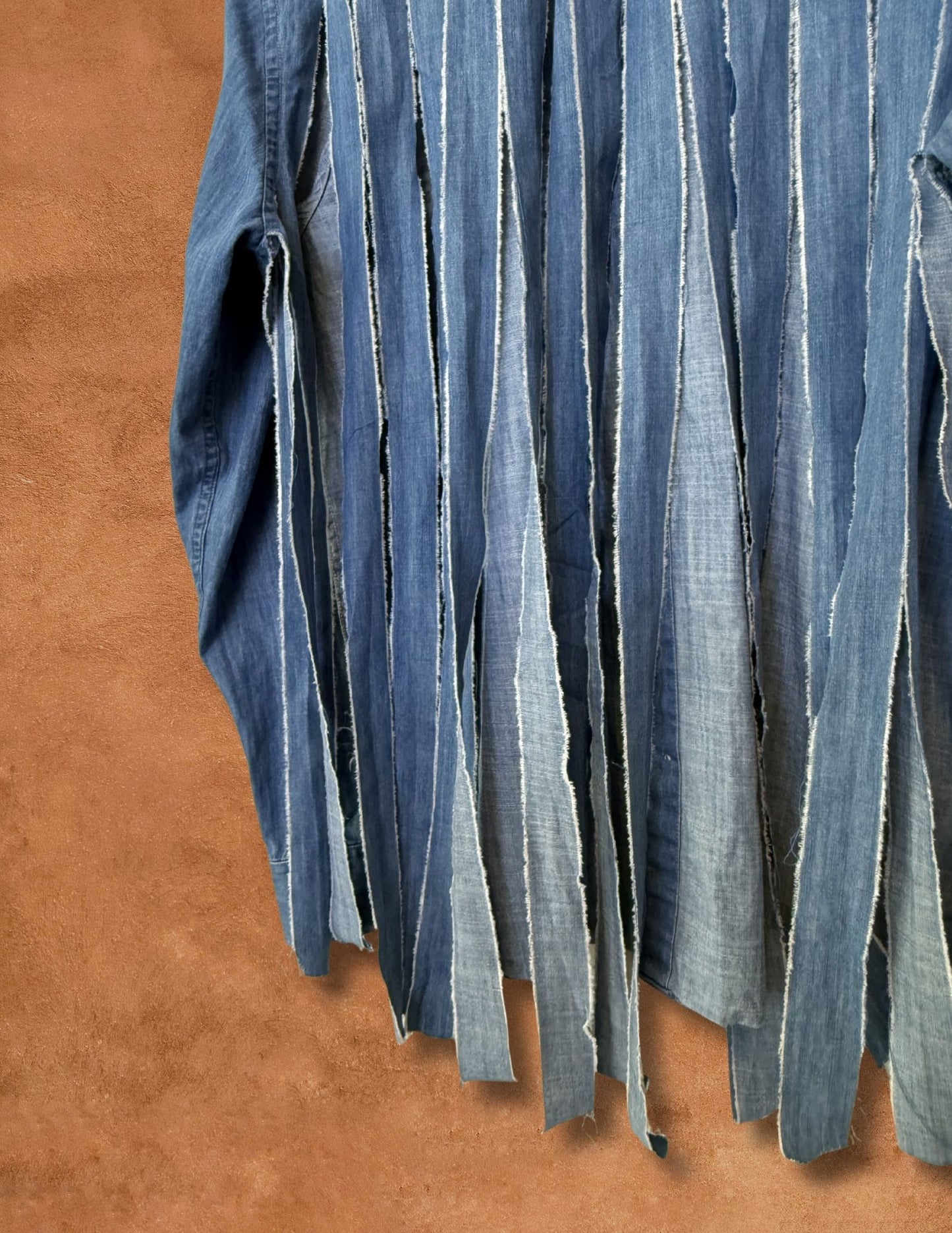 Vintage 90s Fringed Denim Shirt 48 x 30