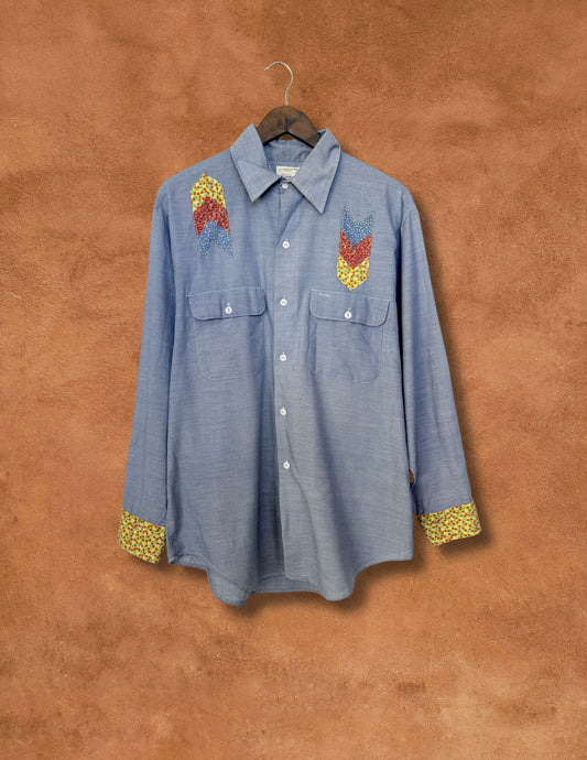 Vintage 70s Appliqué Western Shirt 46 x 30