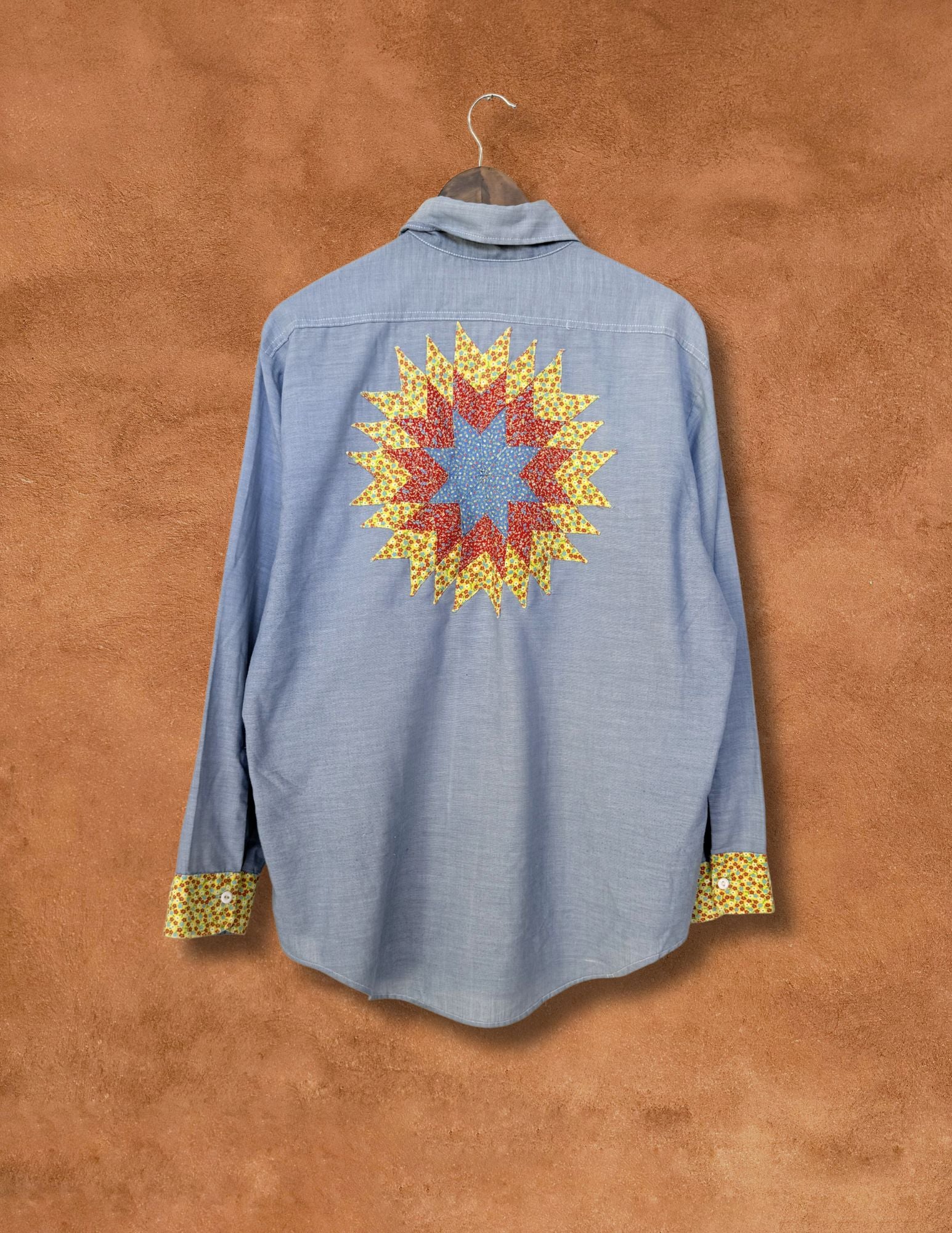 Vintage 70s Appliqué Western Shirt 46 x 30