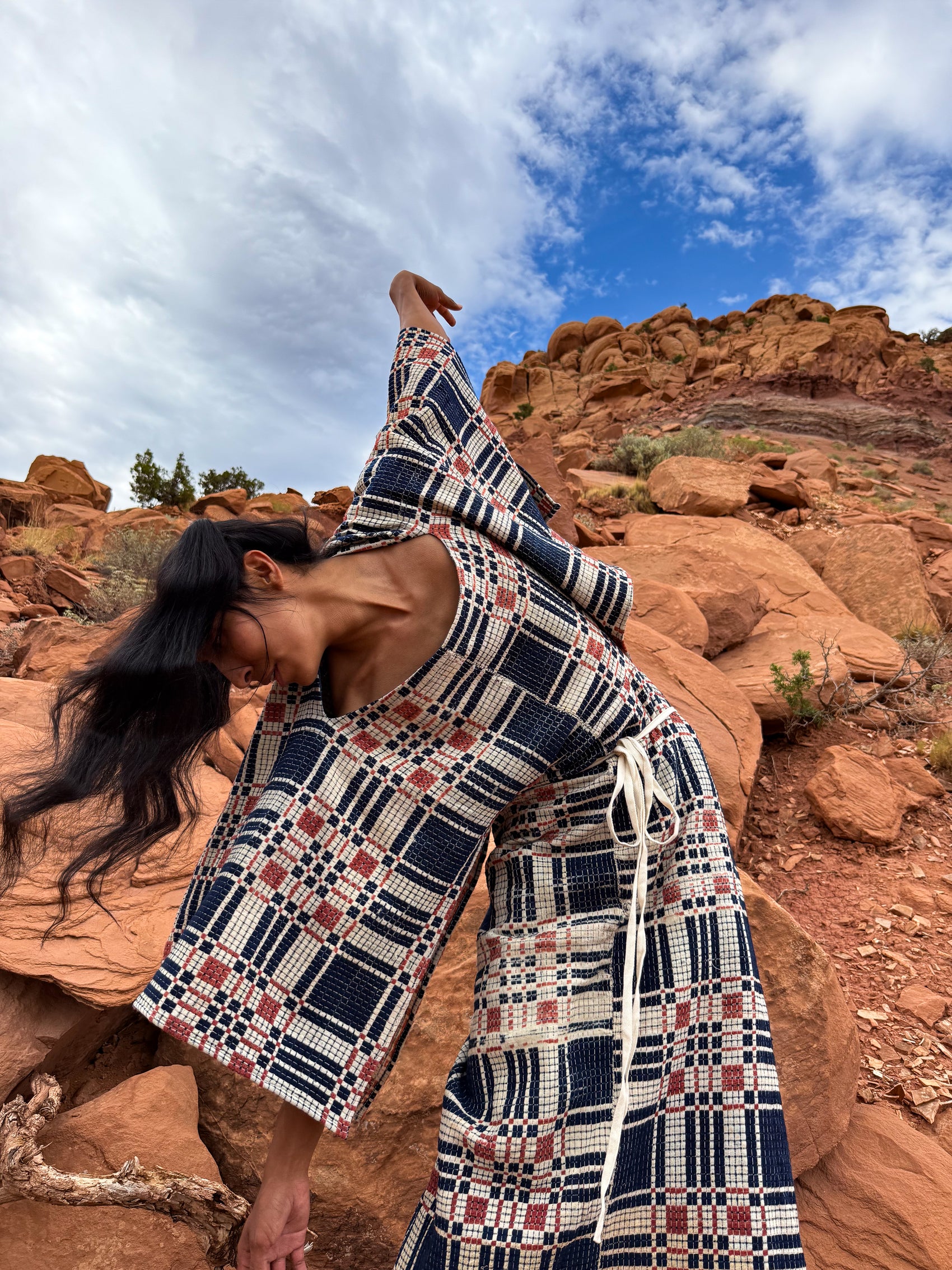 Upcycled Vintage Overshot Wrap Dress