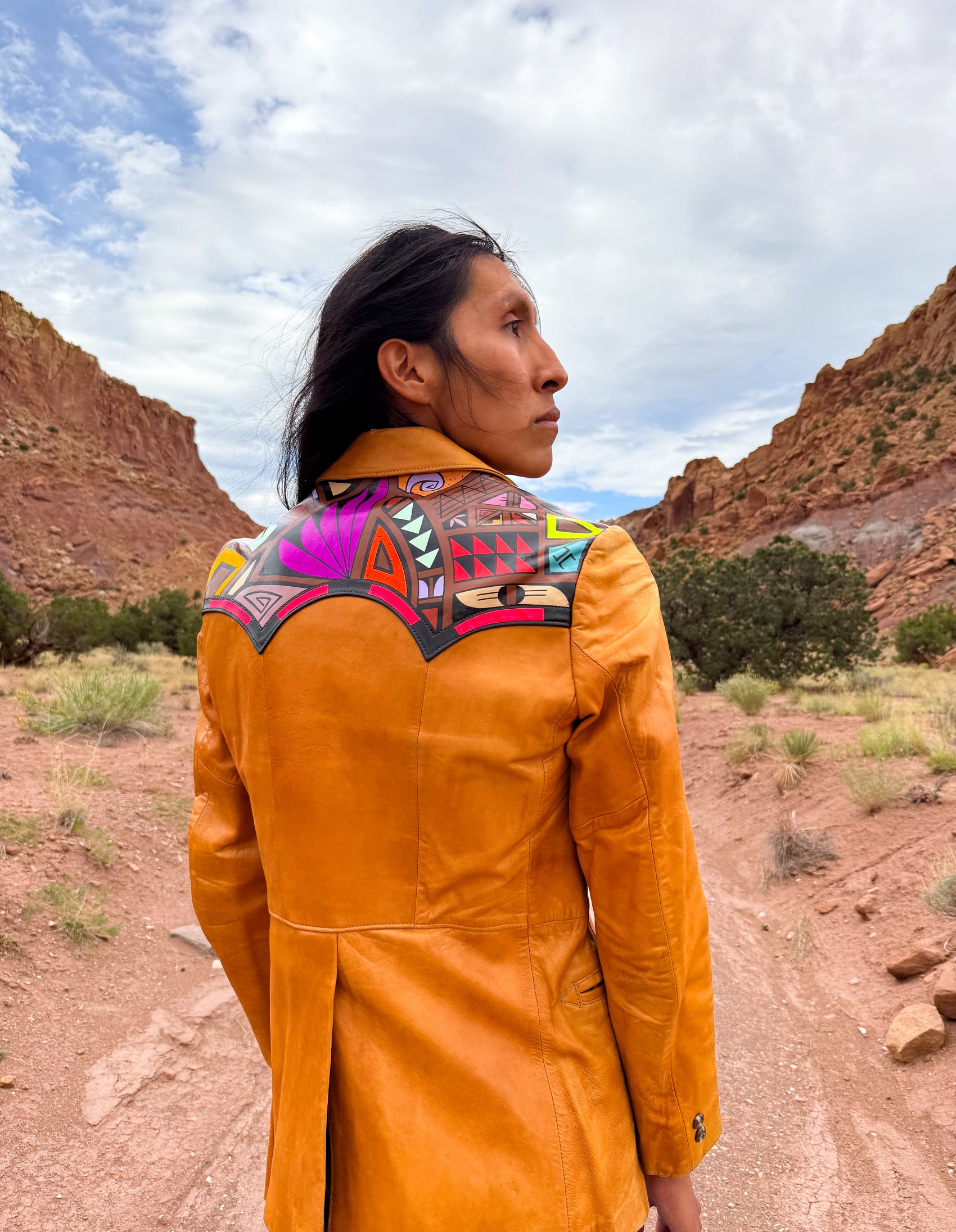 Upcycled Vintage 70s Handpainted Leather Jacket