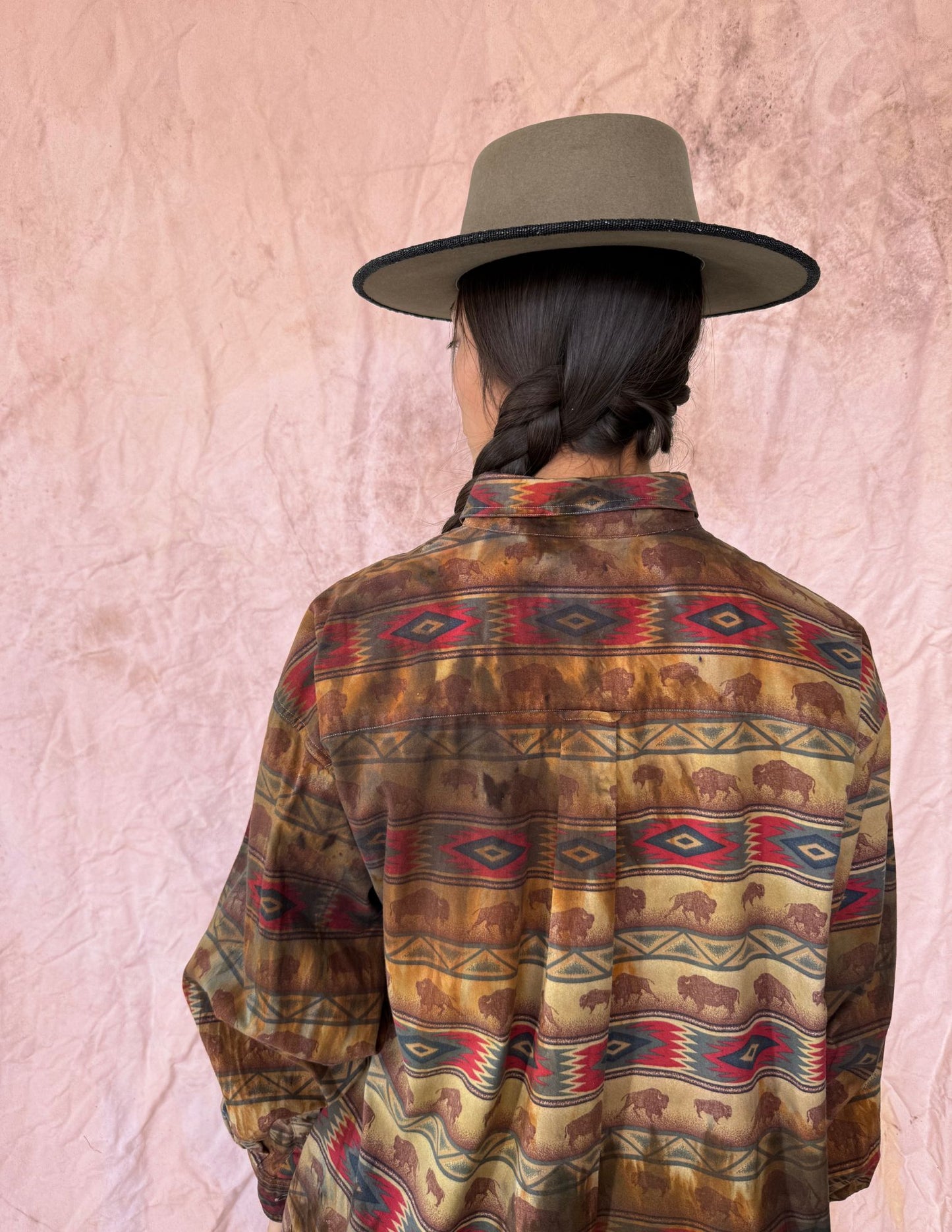 Upcycled Vintage 80s Rodeo Shirt — Buffalo Print