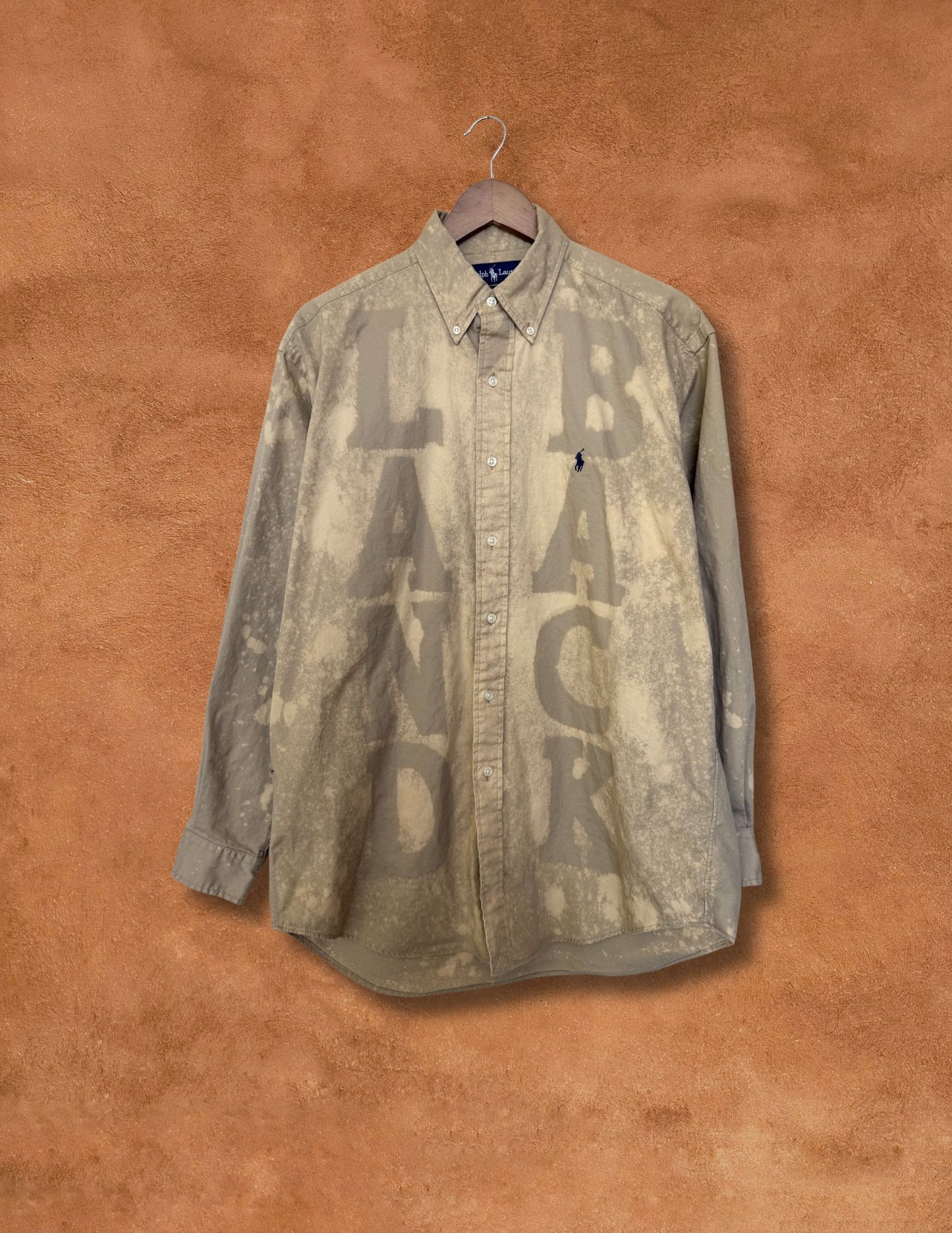 Upcycled Vintage Menswear Shirt-  Land Back 50 x 31