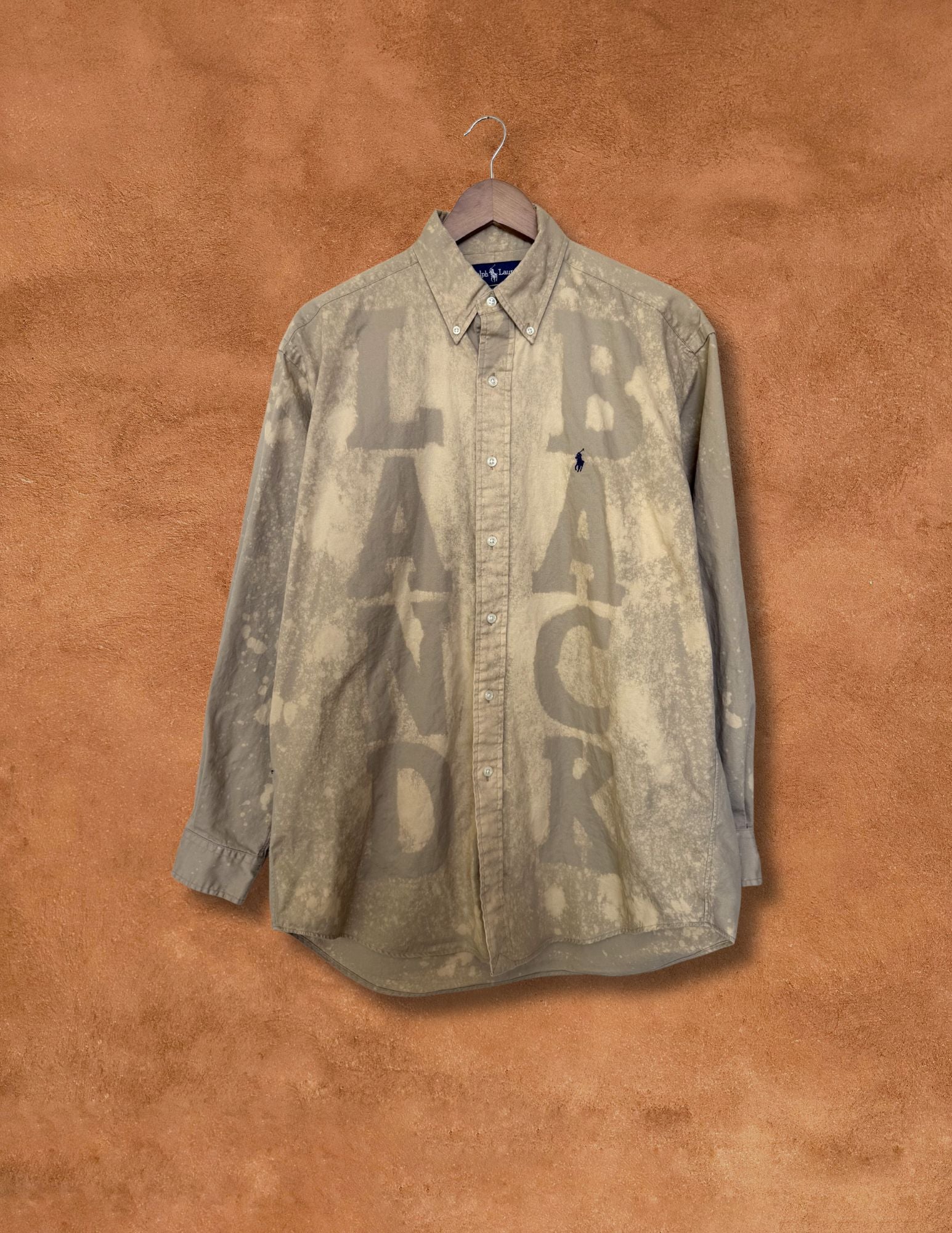 Upcycled Vintage Menswear Shirt-  Land Back 50 x 31
