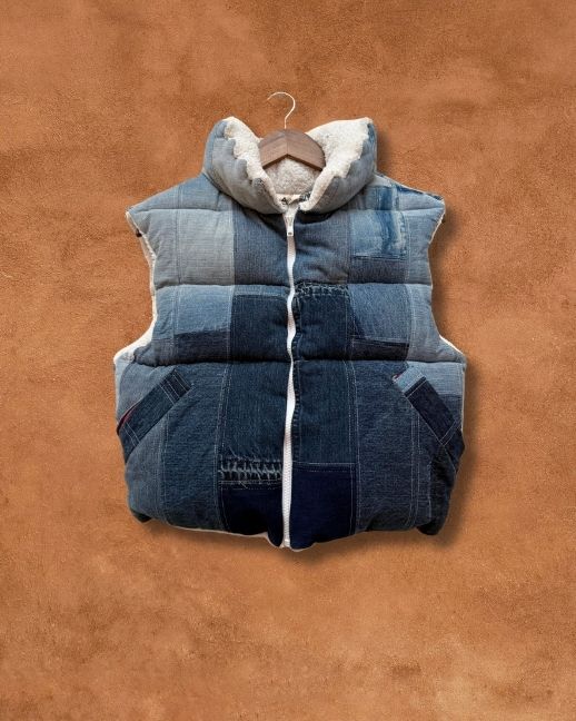 Upcycled Vintage Patchwork Puffer Jacket 40 X 19 by Alex Vigil