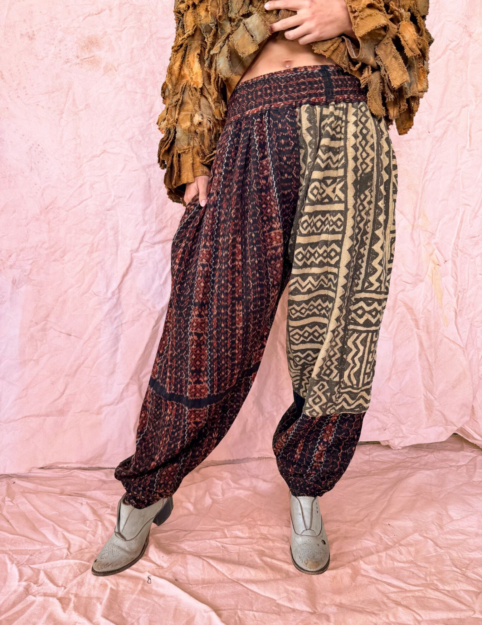 Vintage 80s Ikat Harem Pants