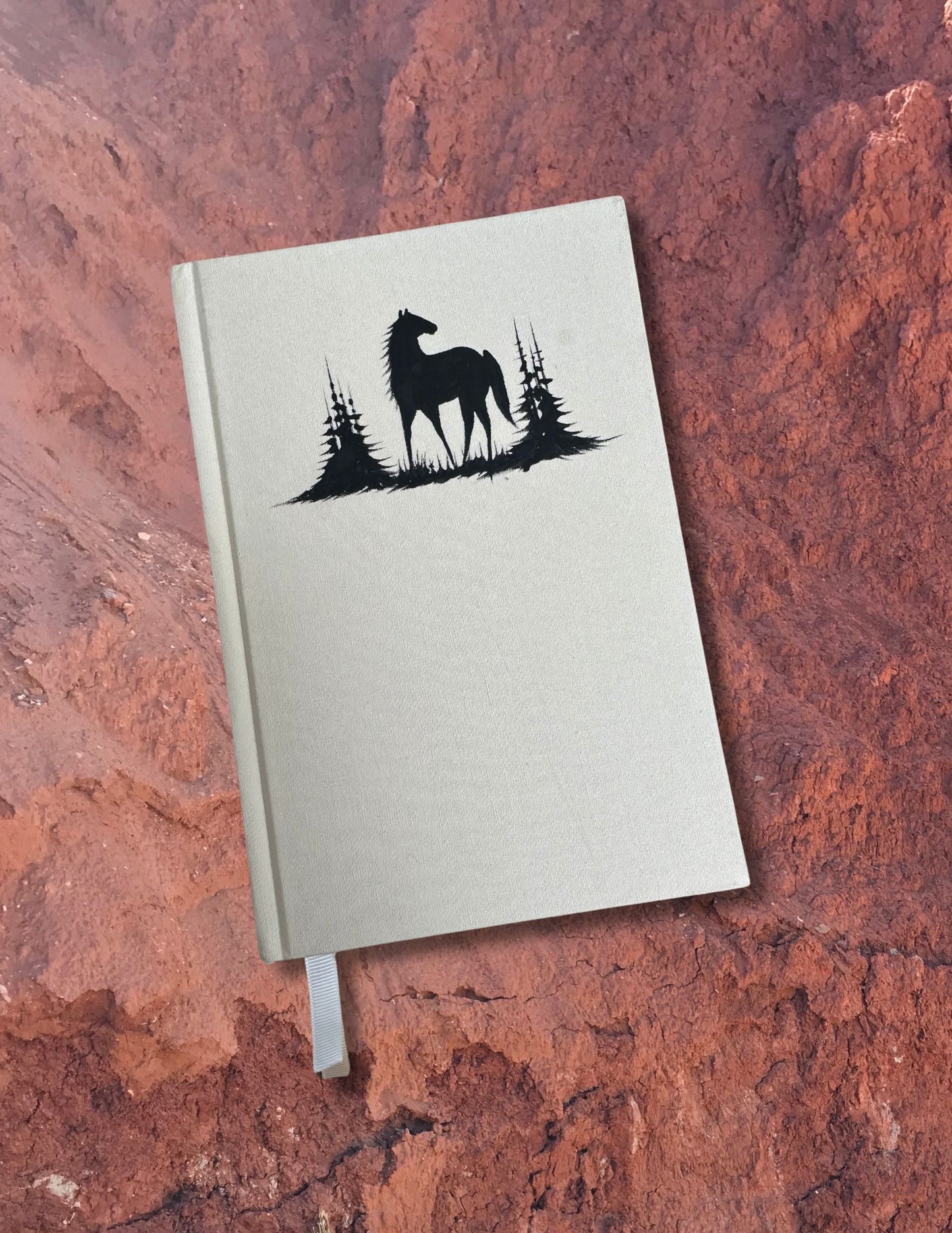 Hand Painted Horse Essential Linen Journal by Diné Artist Emily Jacket- Natural