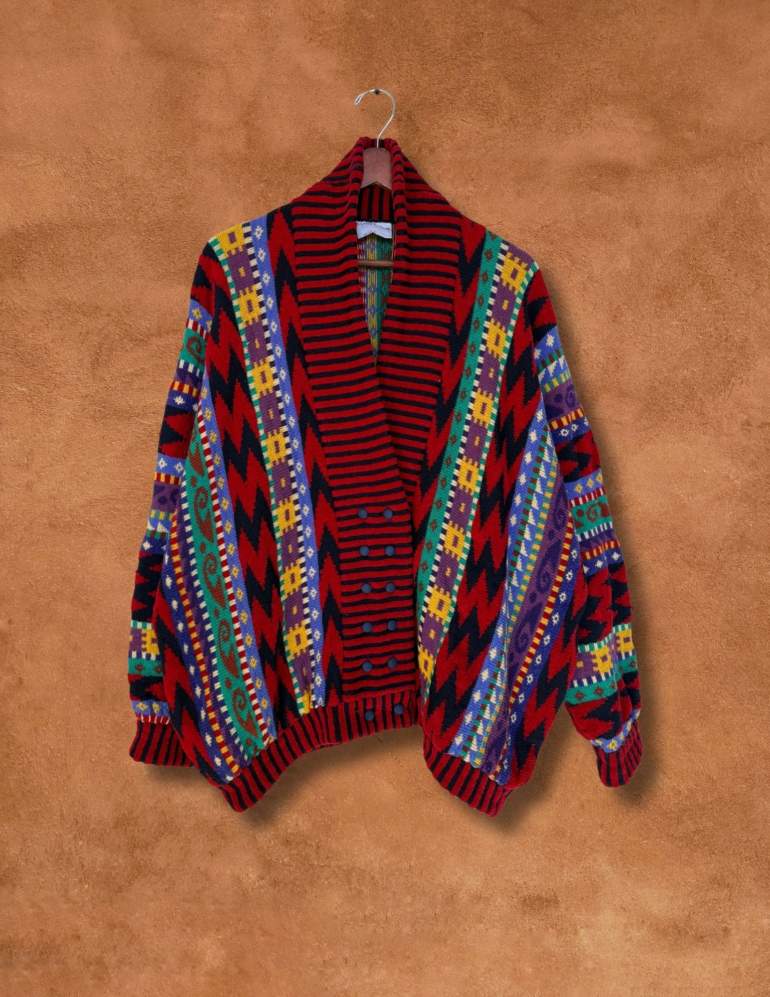 Vintage 80s Geo Cardigan Sweater