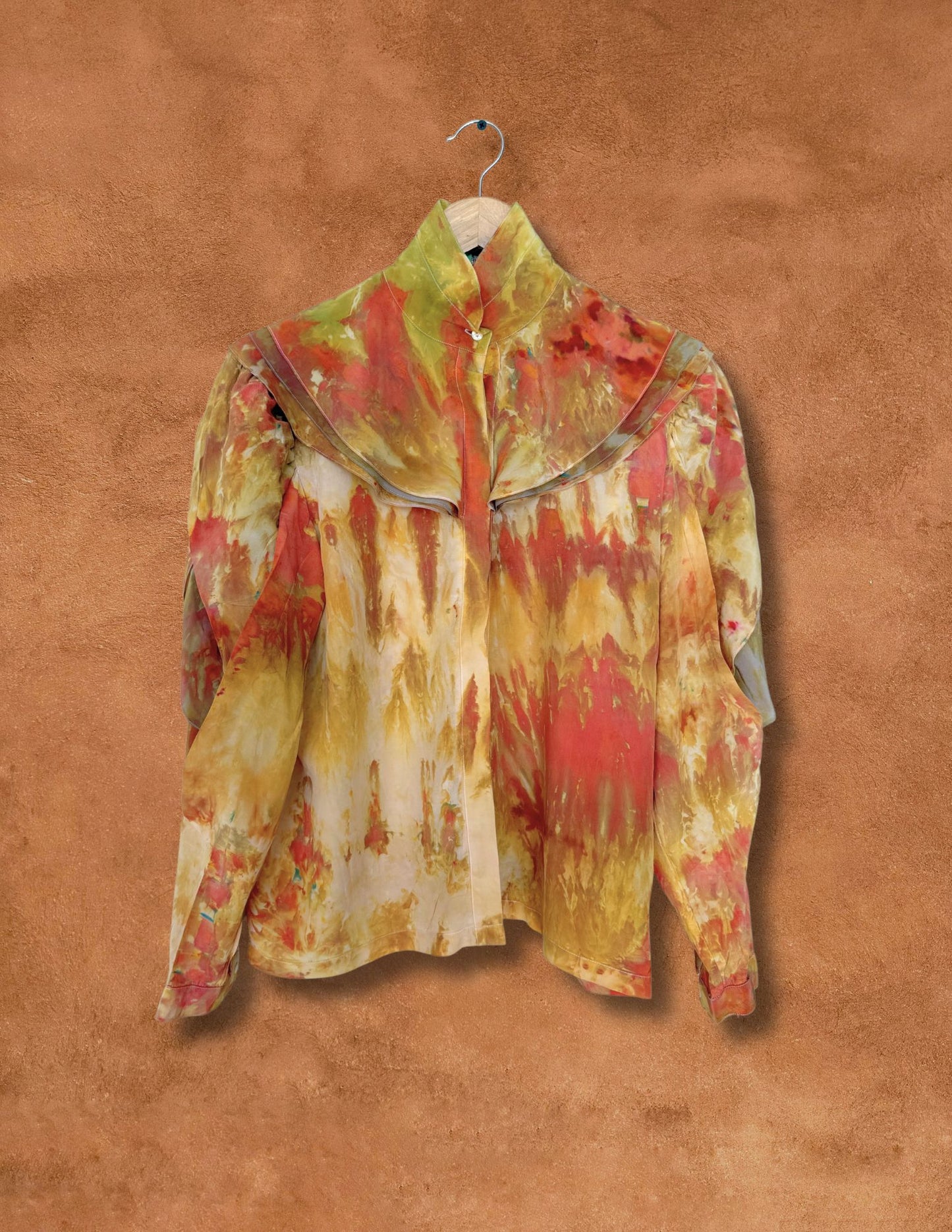 Upcycled Vintage 80s Silk Blouse — Desert Firelight