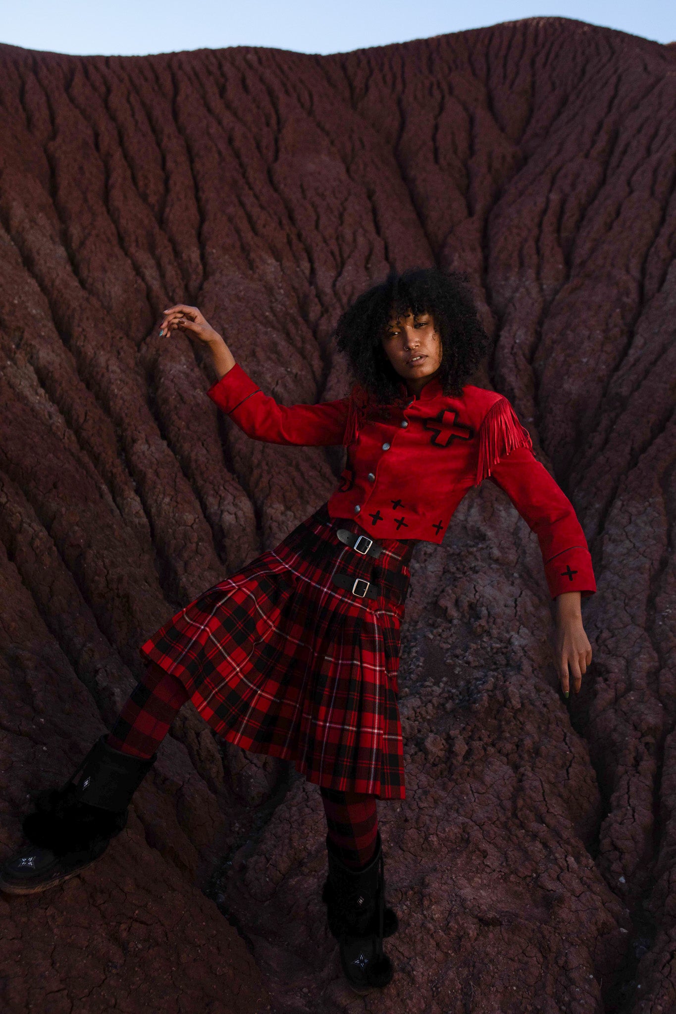 Vintage vant Red Plaid Skirt