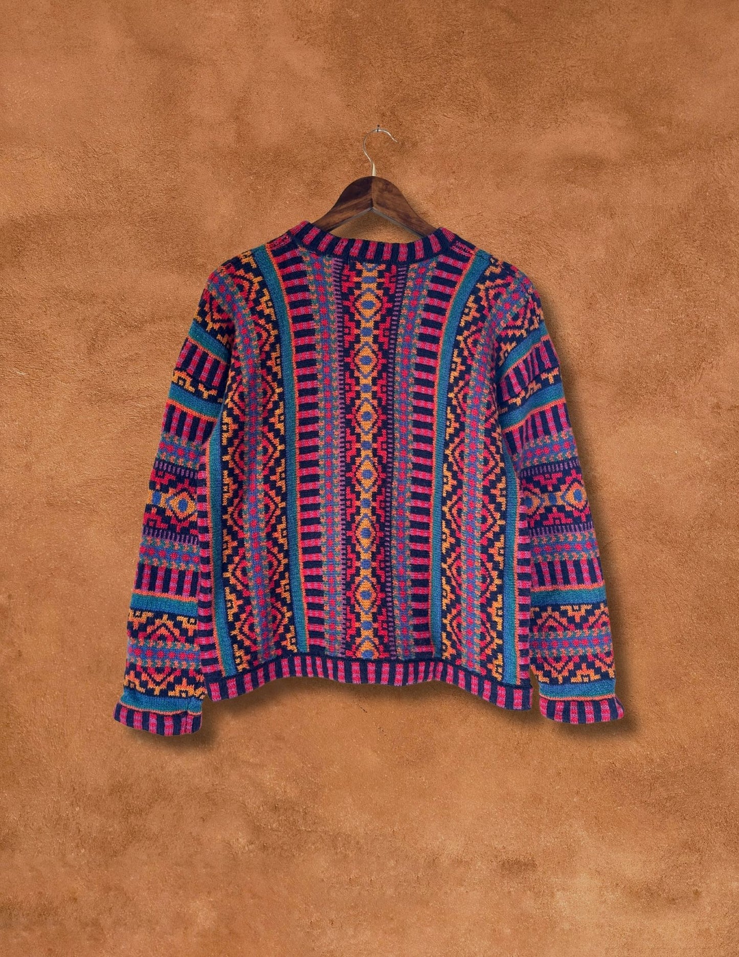 Vintage 80s Geo Stripe Sweater Cardigan