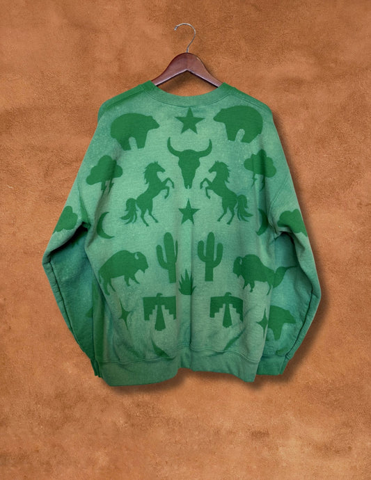 Upcycled Vintage Crew Sweatshirt- 52 x 28 Eclectic Southwest