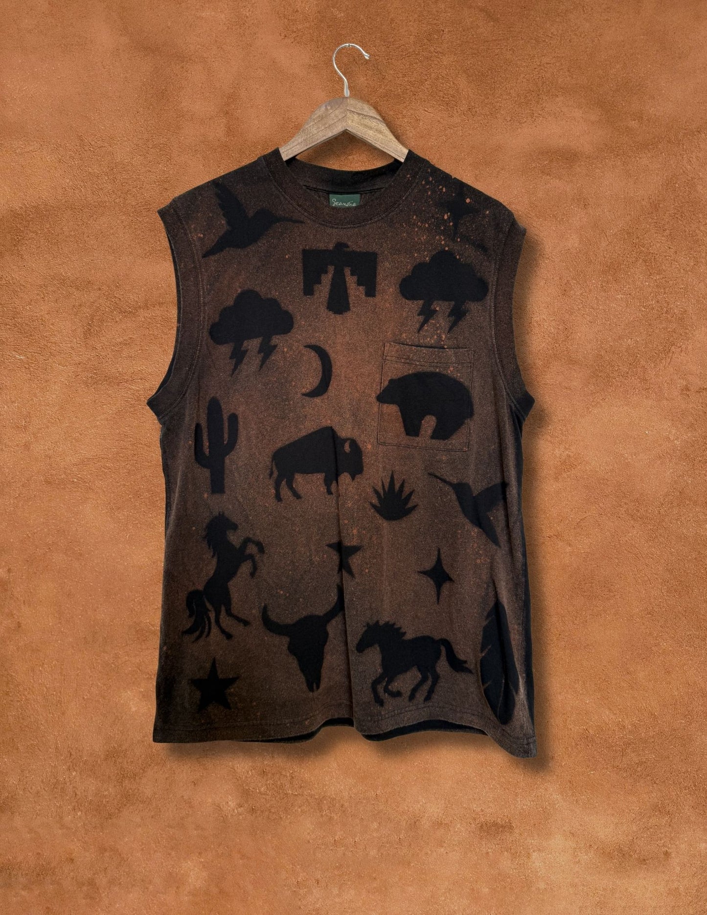 Upcycled Vintage Muscle Pocket Tee- 48 x 31 Eclectic Southwest