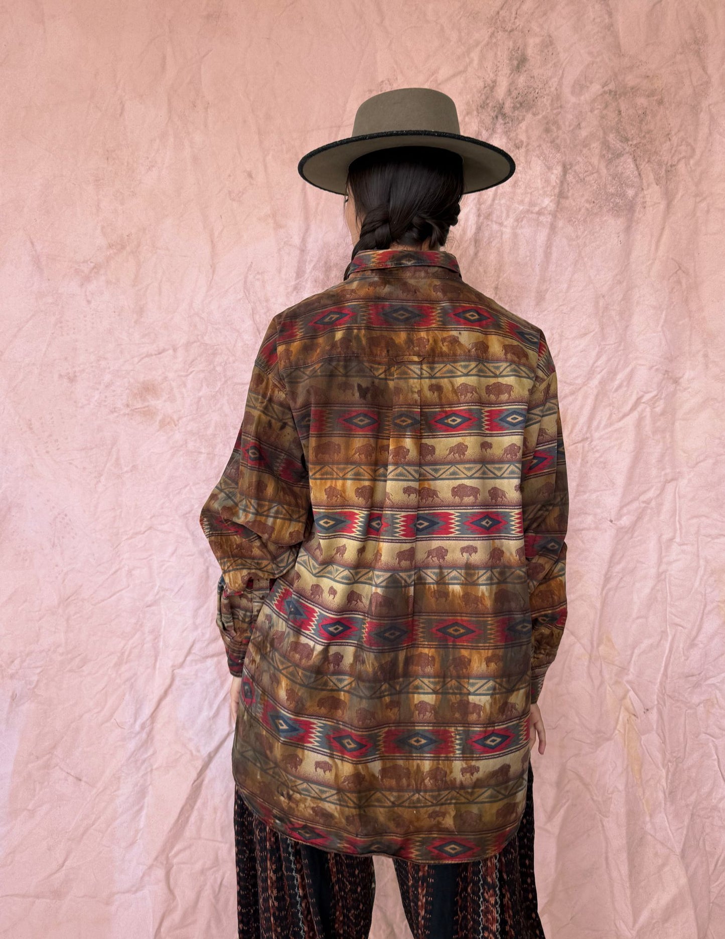 Upcycled Vintage 80s Rodeo Shirt — Buffalo Print