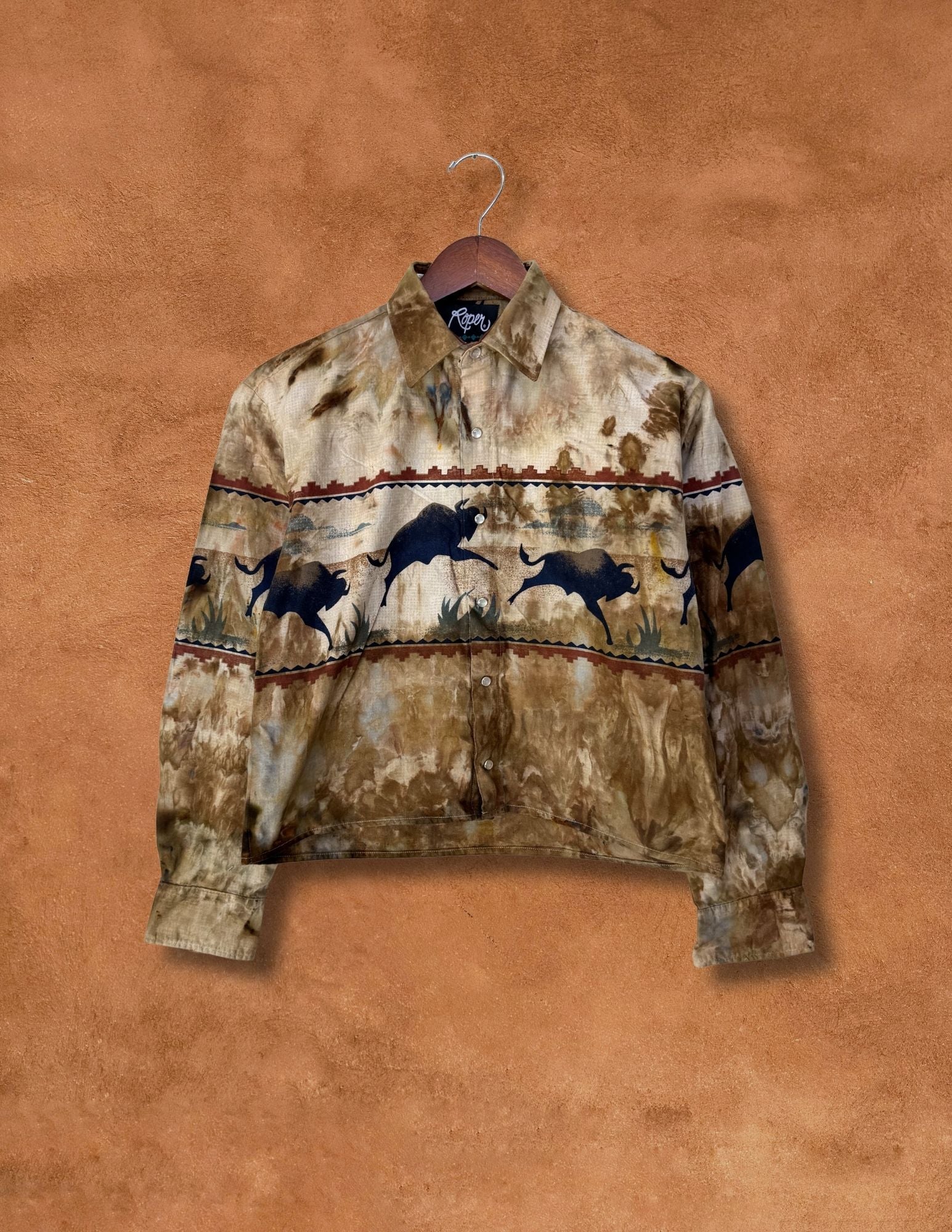 Upcycled Vintage 80s Cropped Rodeo Shirt 42 x 21