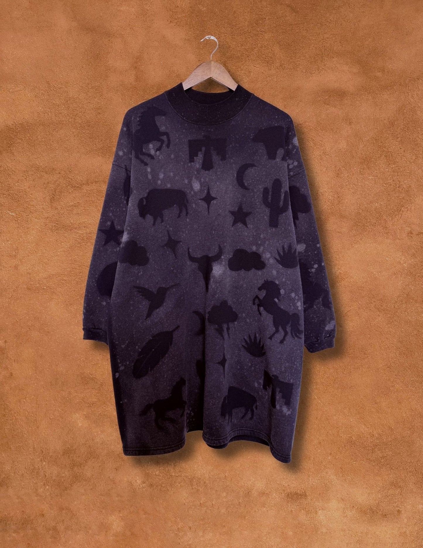 Upcycled Vintage Mock Crew Sweatshirt-54 x 36 Eclectic Southwest