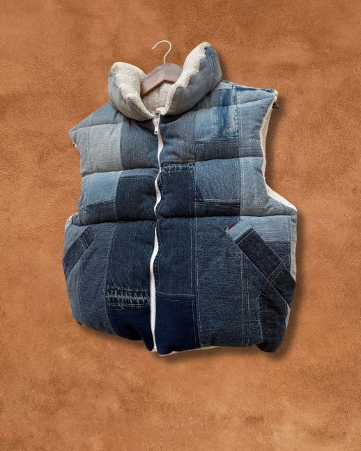 Upcycled Vintage Patchwork Puffer Jacket 40 X 19 by Alex Vigil
