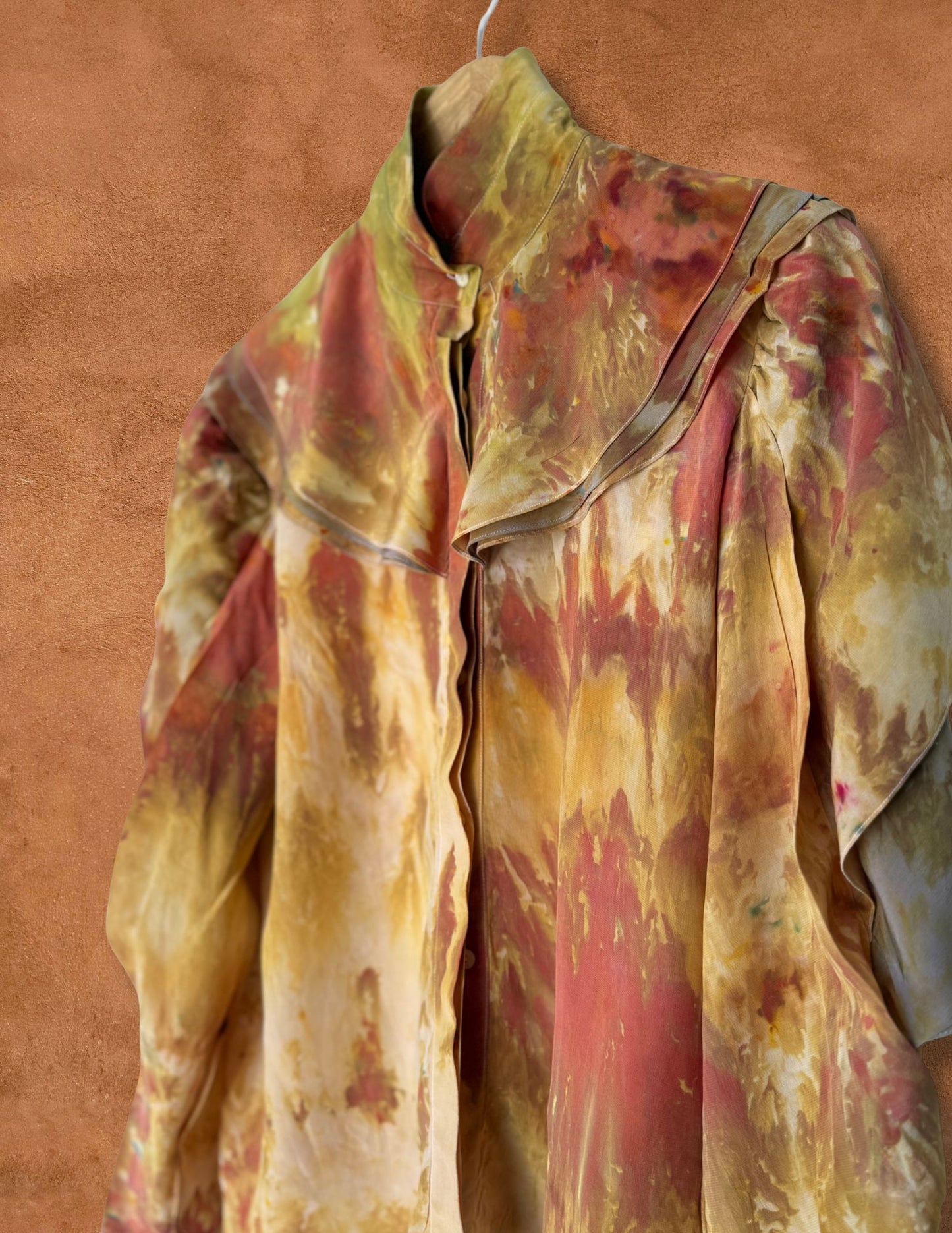 Upcycled Vintage 80s Silk Blouse — Desert Firelight