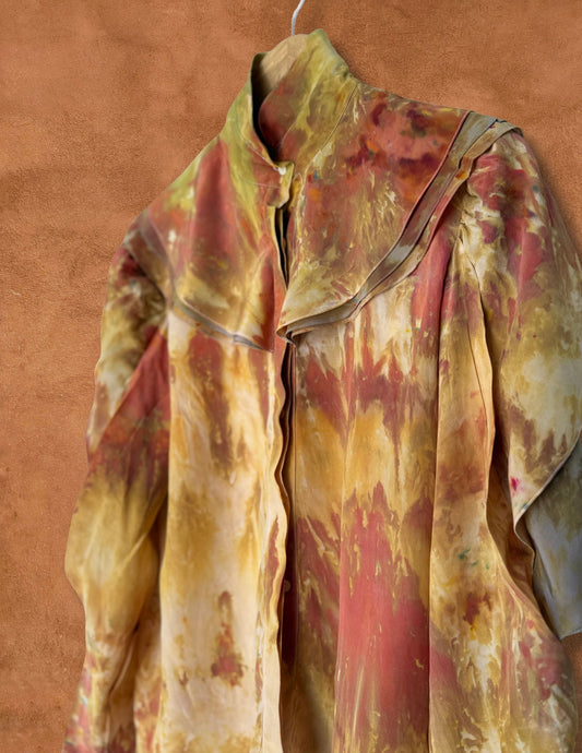 Upcycled Vintage 80s Silk Blouse — Desert Firelight