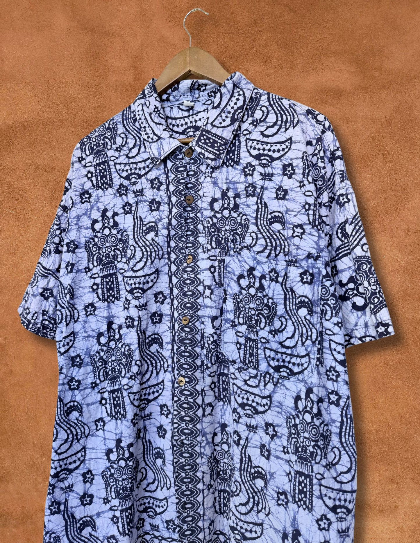 Vintage 70s Batik Shirt 52 x 31