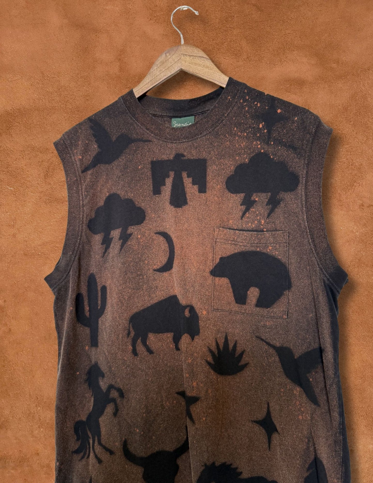 Upcycled Vintage Muscle Pocket Tee- 48 x 31 Eclectic Southwest