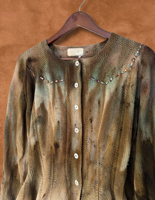 Upcycled Vintage 70s Cotton Scottish Handknit Sweater 44 x 26