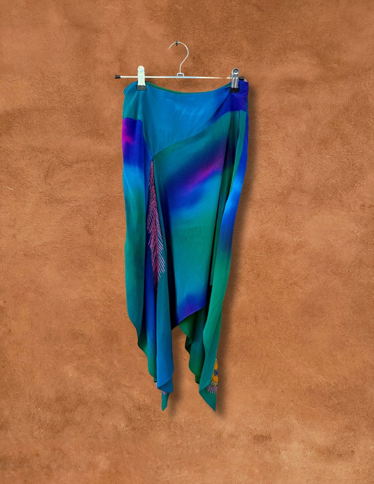 Vintage 90s Silk Asymmetrical Designer Skirt