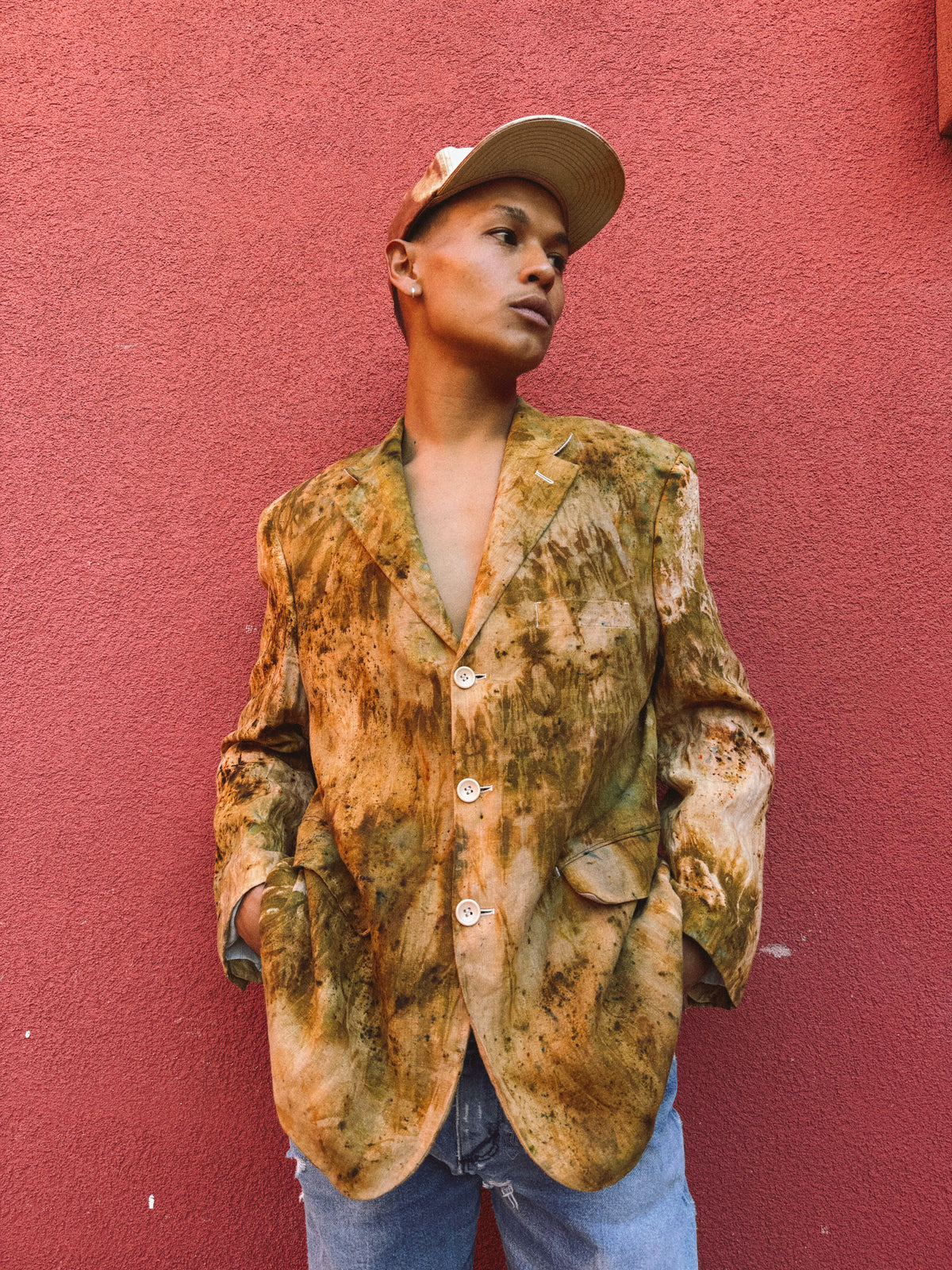 Upcycled Vintage Linen Menswear Blazer 44 x 30