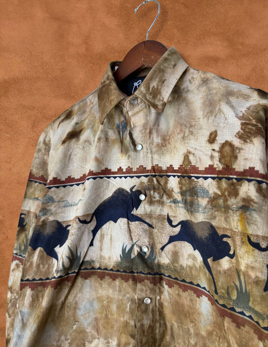 Upcycled Vintage 80s Cropped Rodeo Shirt 42 x 21