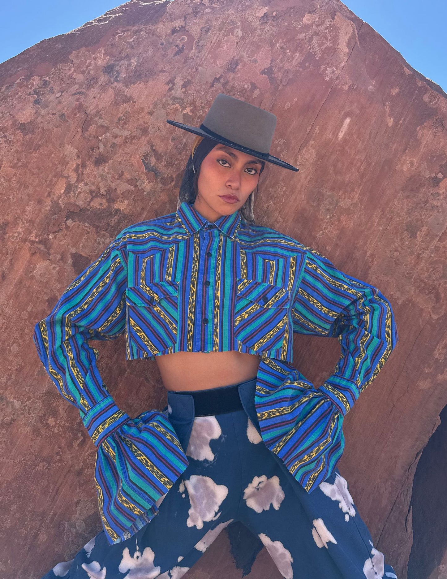 Upcycled Vintage Cropped Western Shirt