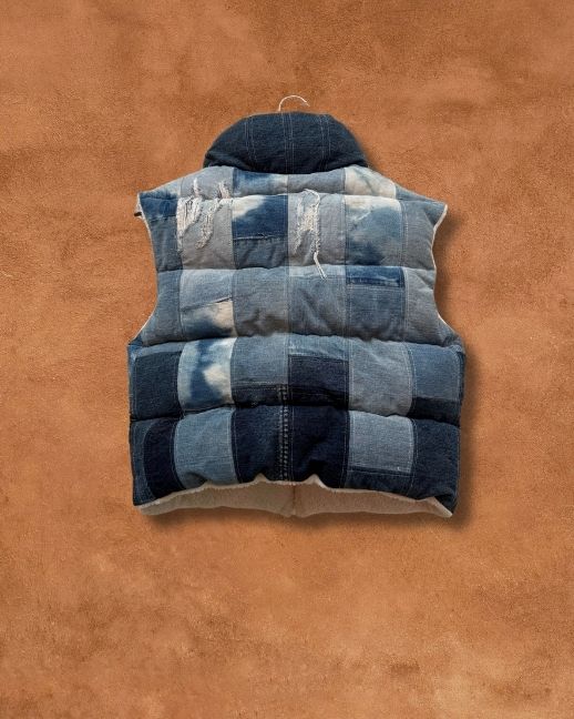 Upcycled Vintage Patchwork Puffer Jacket 40 X 19 by Alex Vigil