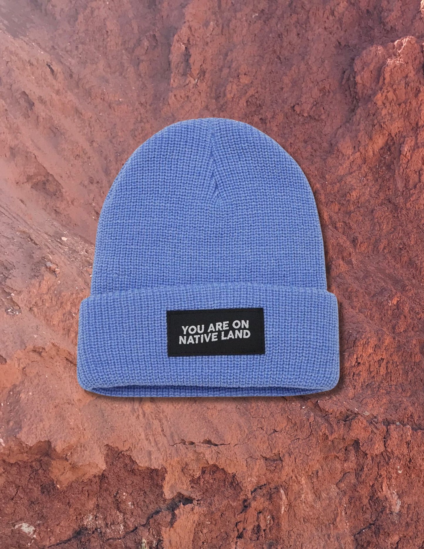 Urban Native "You Are On Native Land" Beanie - Cornflower