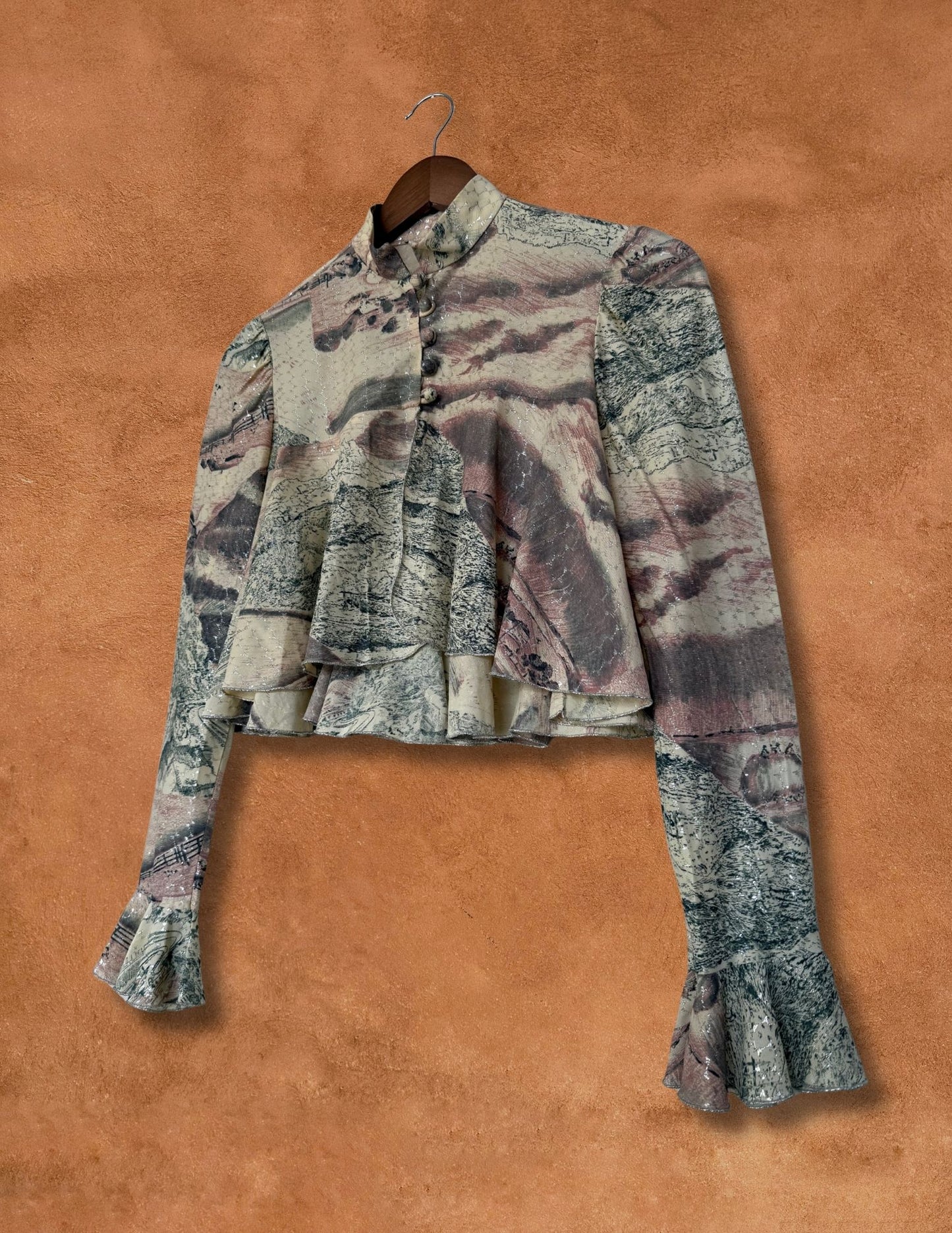 Vintage Cropped Ruffle Blouse