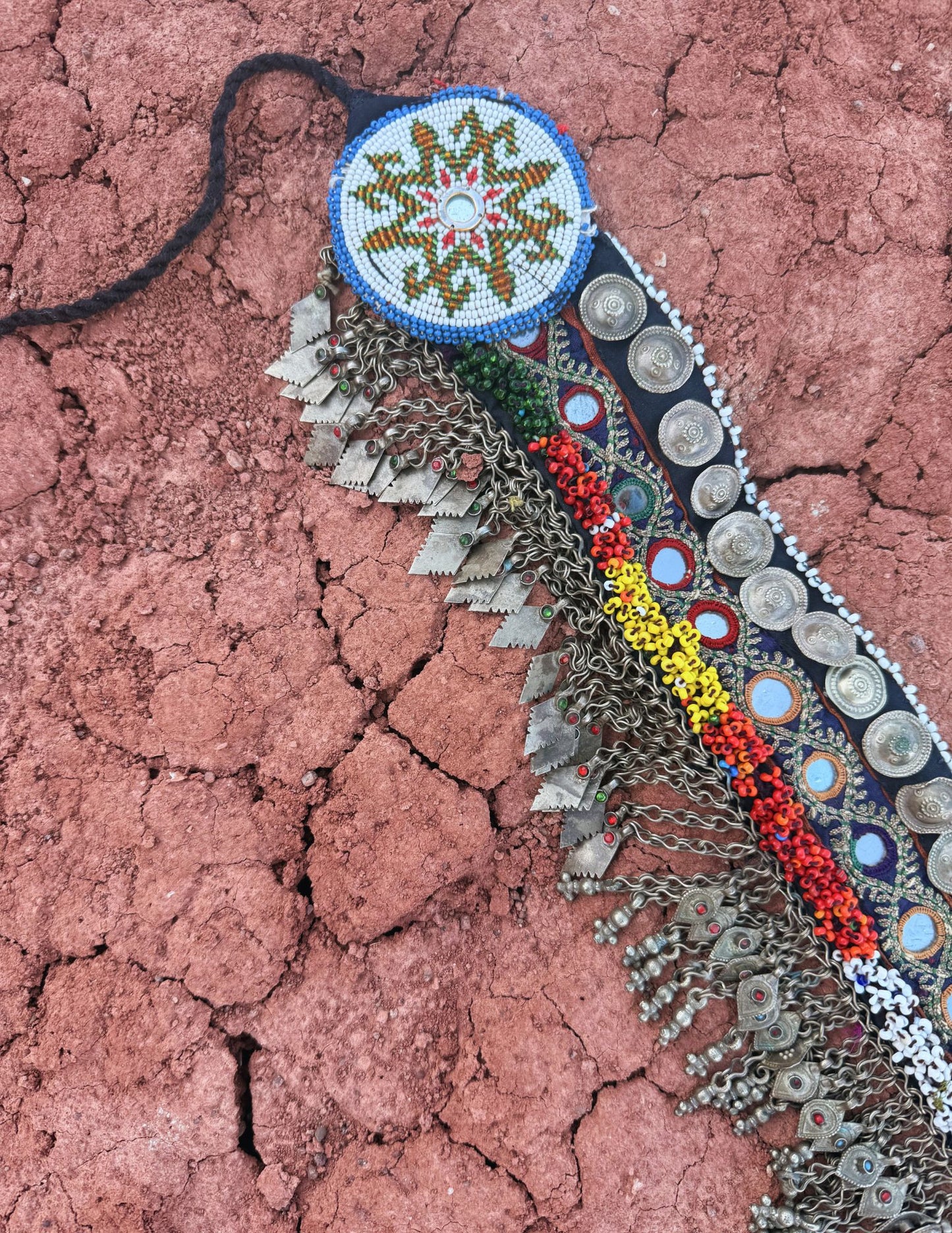 Vintage Beaded Medallion Fringe Belt