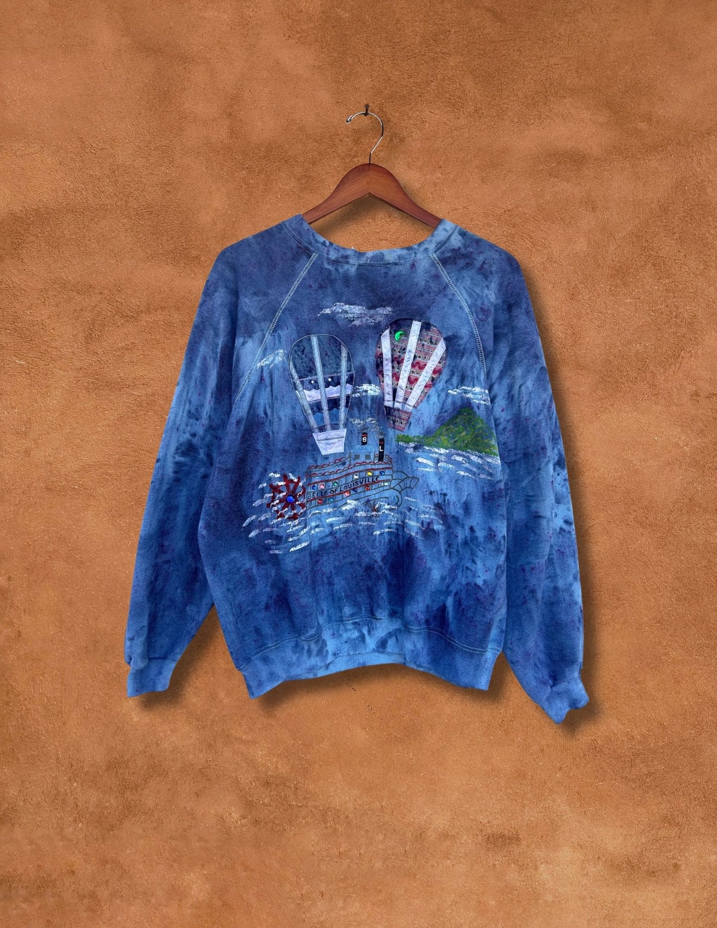 Upcycled Vintage Handpainted Applique Horse Sweatshirt