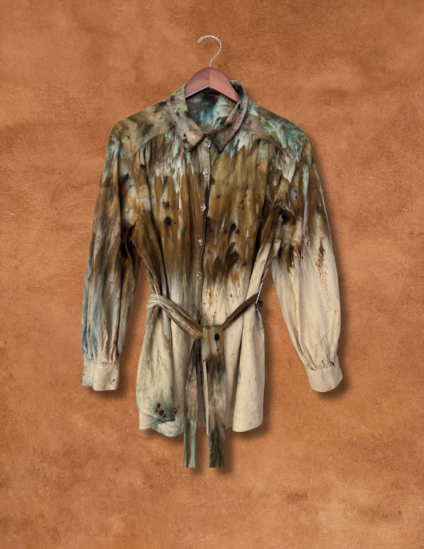 Upcycled Vintage Romantic Linen Blend Shirt 50 x 30