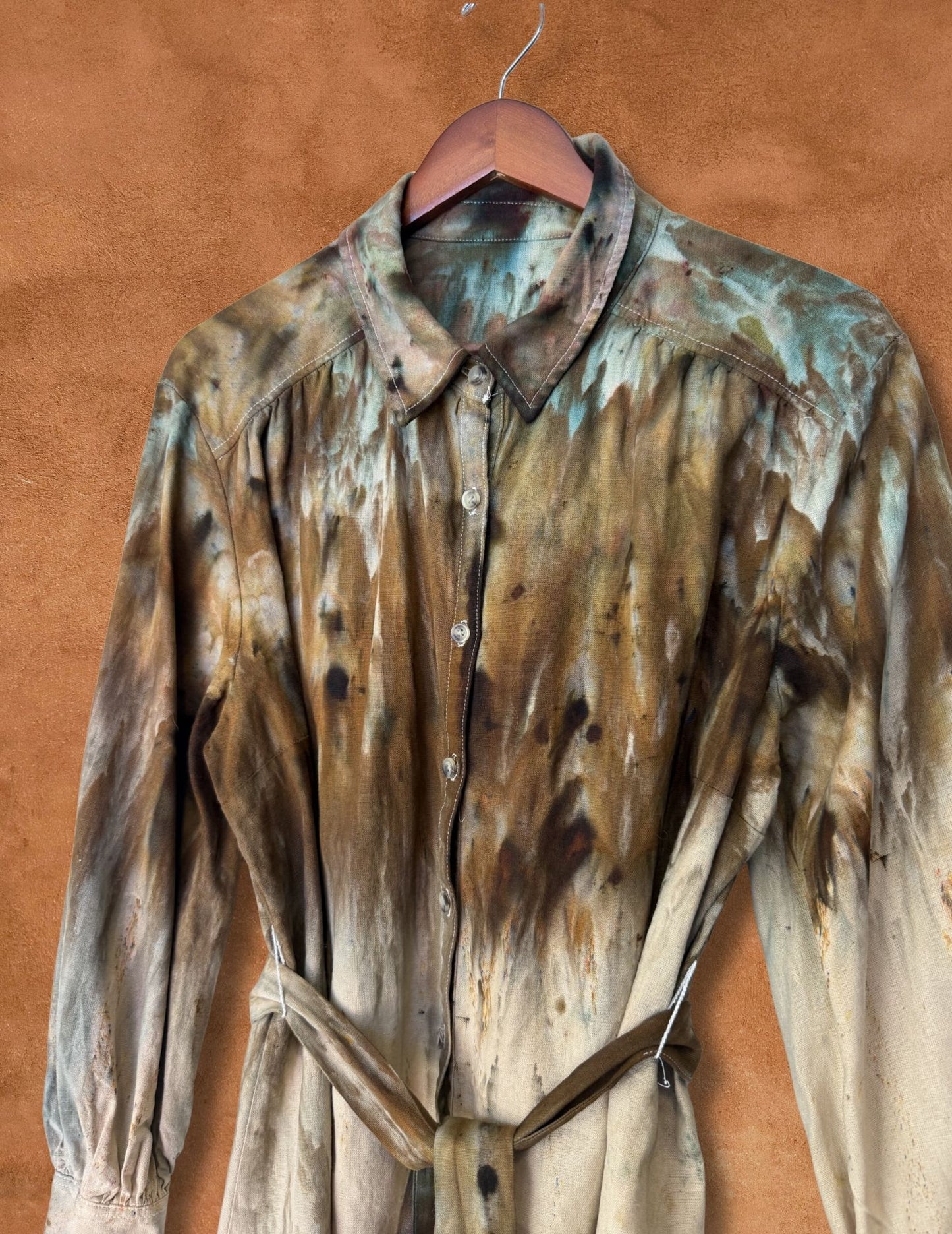 Upcycled Vintage Romantic Linen Blend Shirt 50 x 30