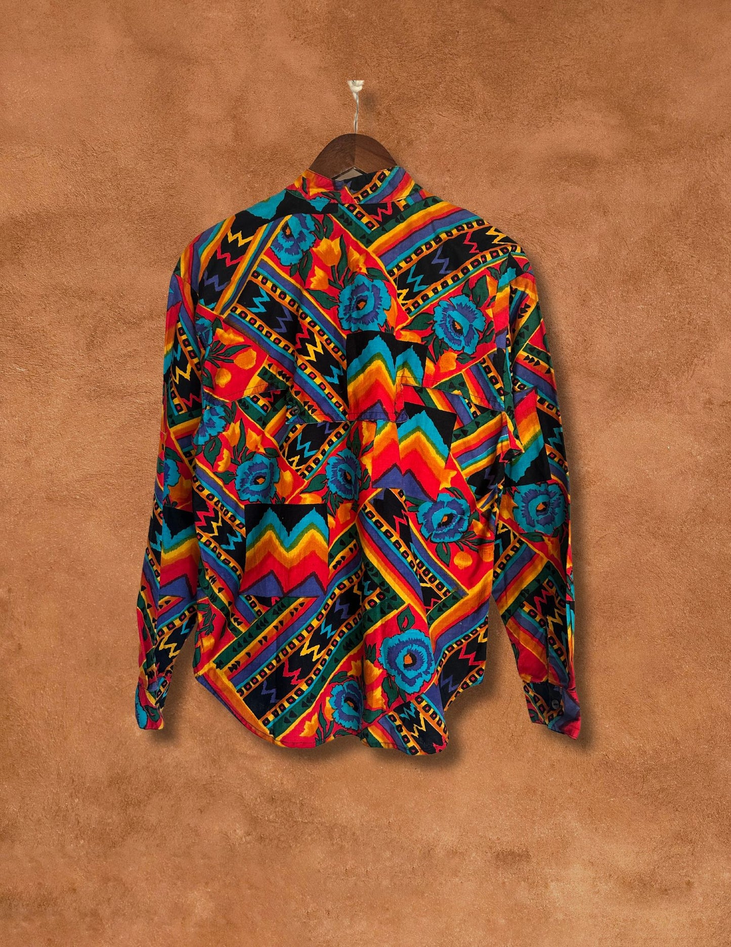 Vintage 80s Technicolor Southwest Rodeo Shirt
