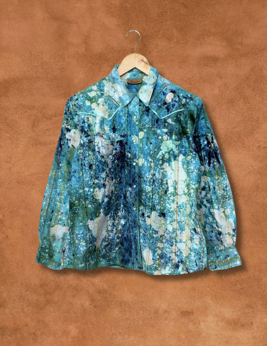Upcycled Vintage Wrangler Rodeo Shirt - Water is Life 44 x 24