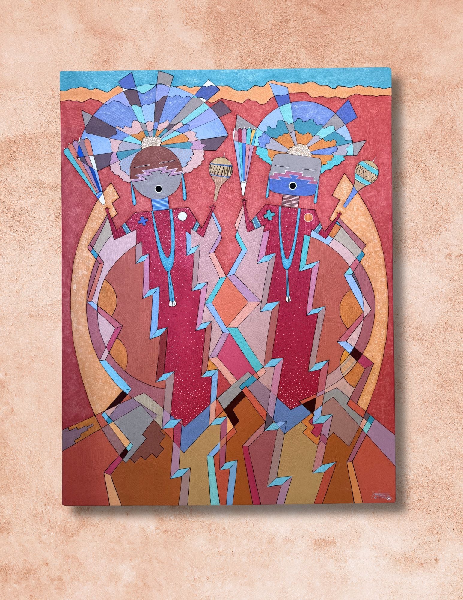 Vintage Painting by Diné Artist WB Franklin 1996