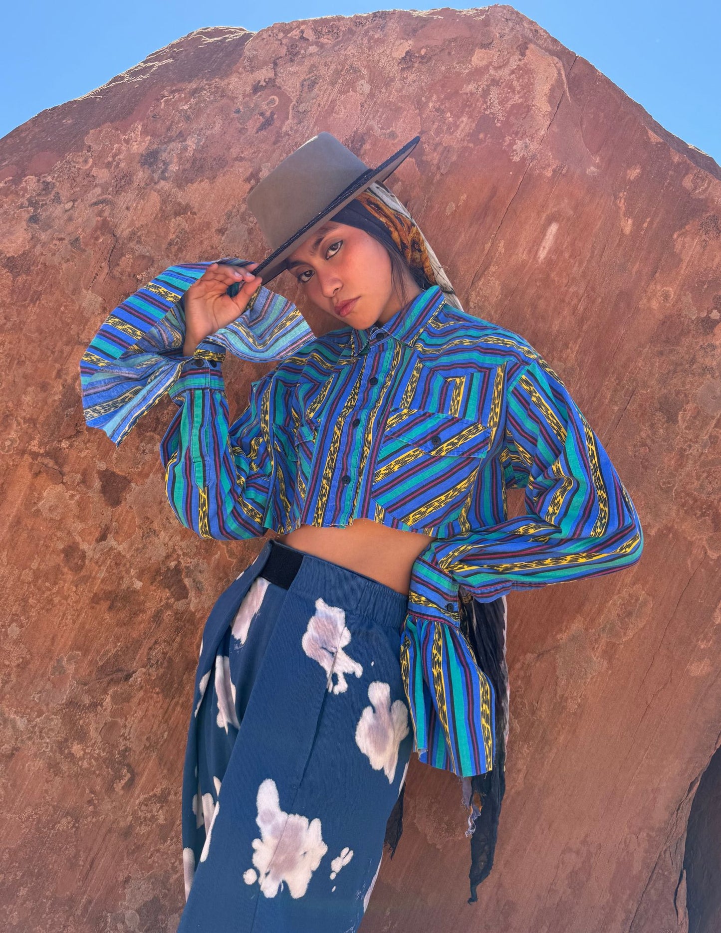 Upcycled Vintage Cropped Western Shirt