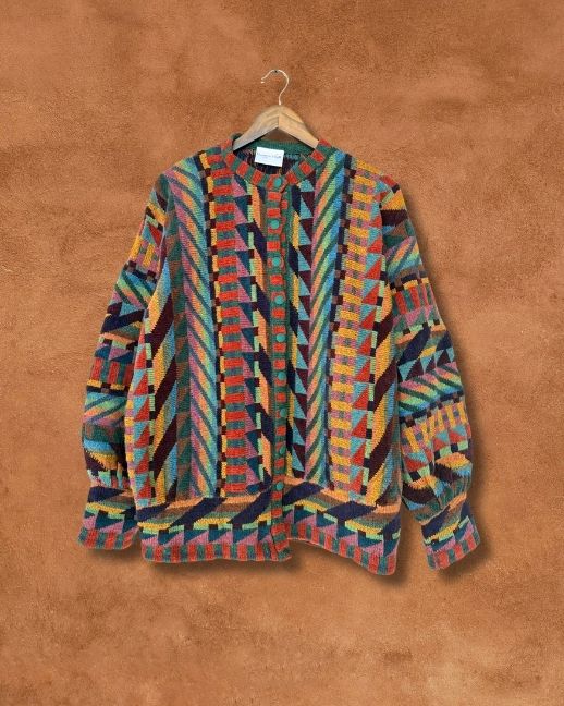 Vintage Handknit 80s Cardigan Sweater