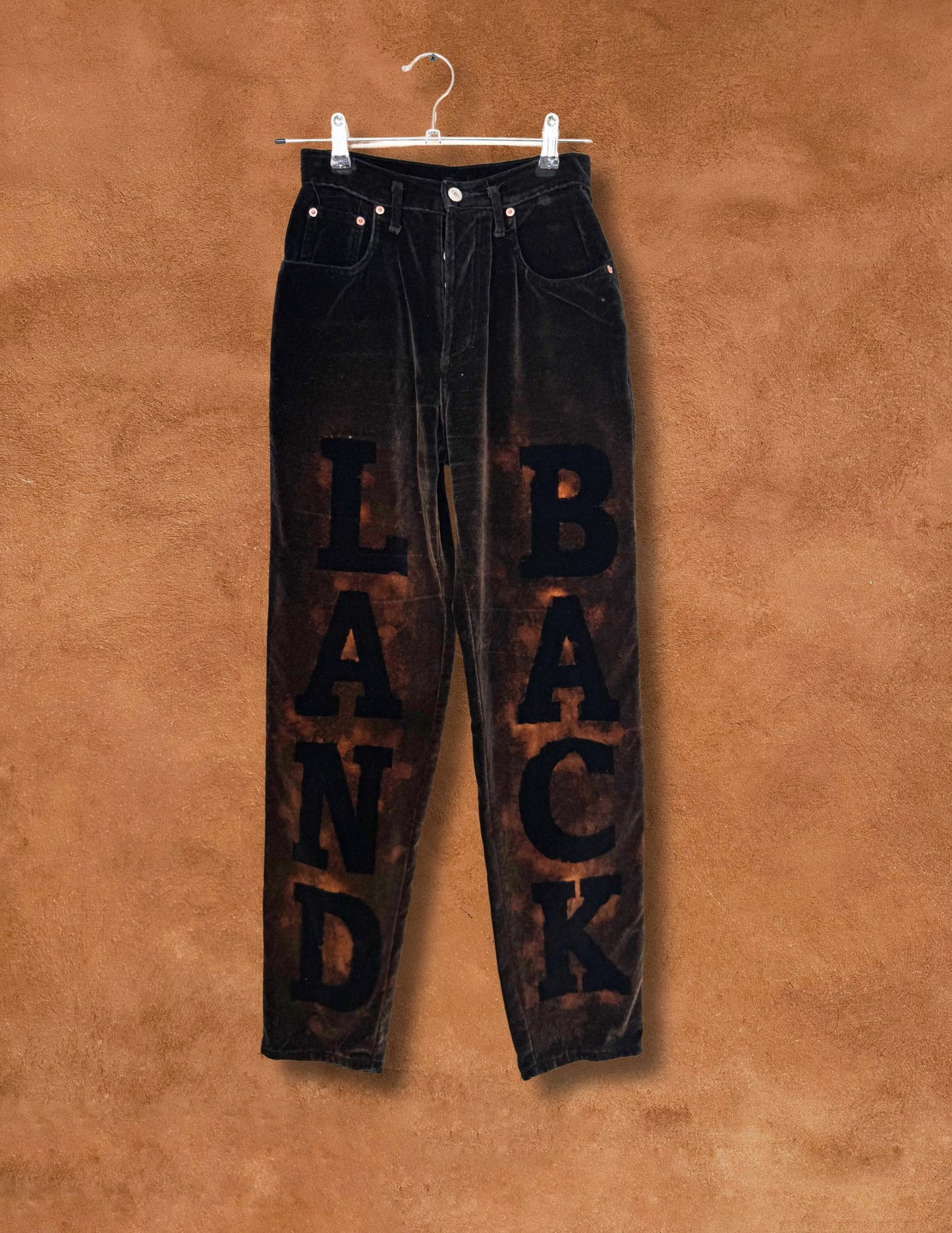 Upcycled Vintage Velvet Pants- Land Back 26 x 31