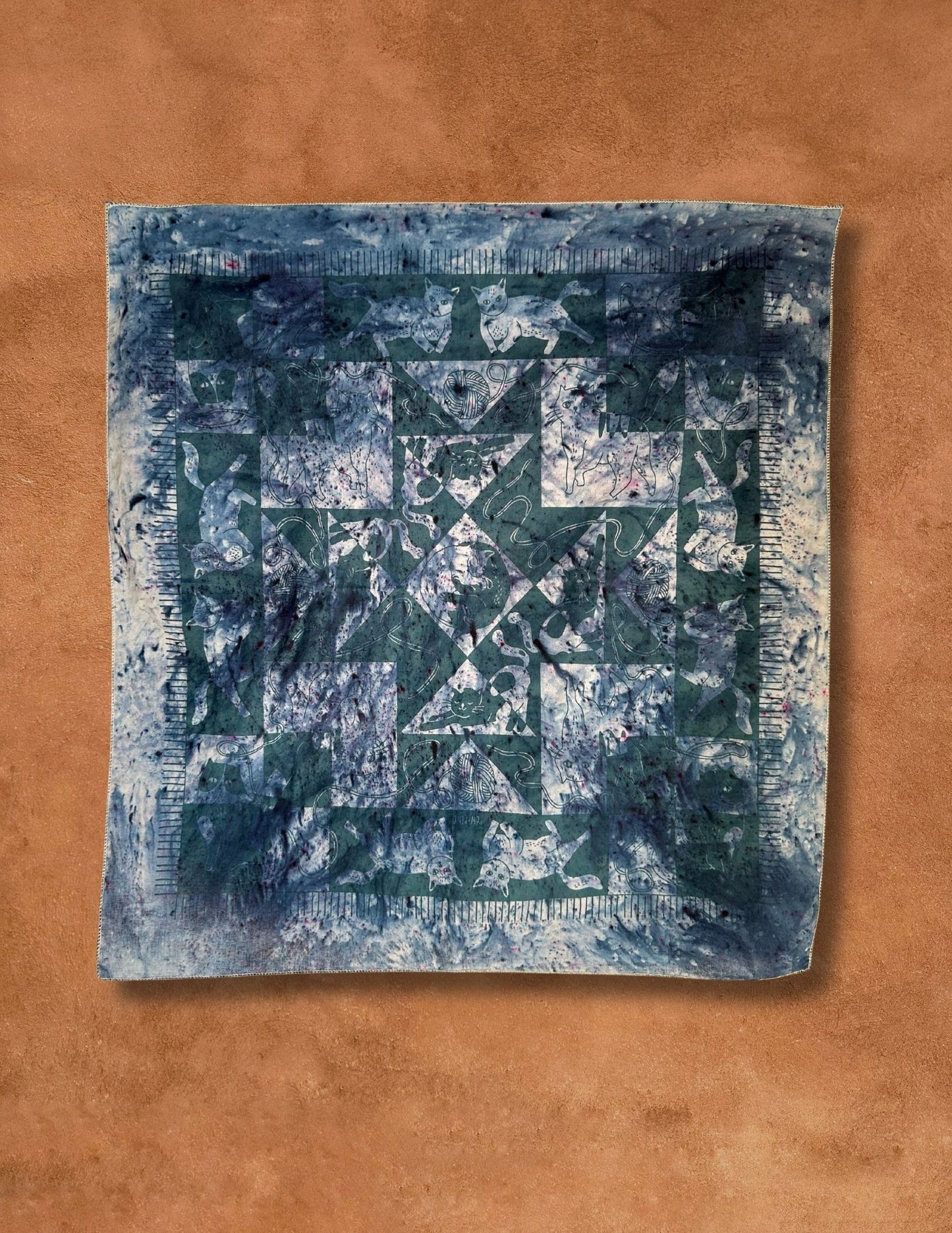 Hand Dyed Quilt Cats Bandana