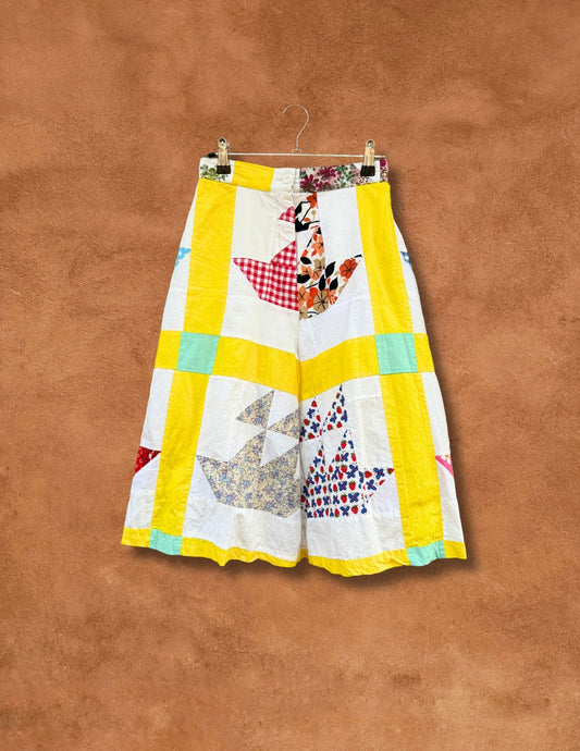 Upcycled High Waisted Quilted Shorts