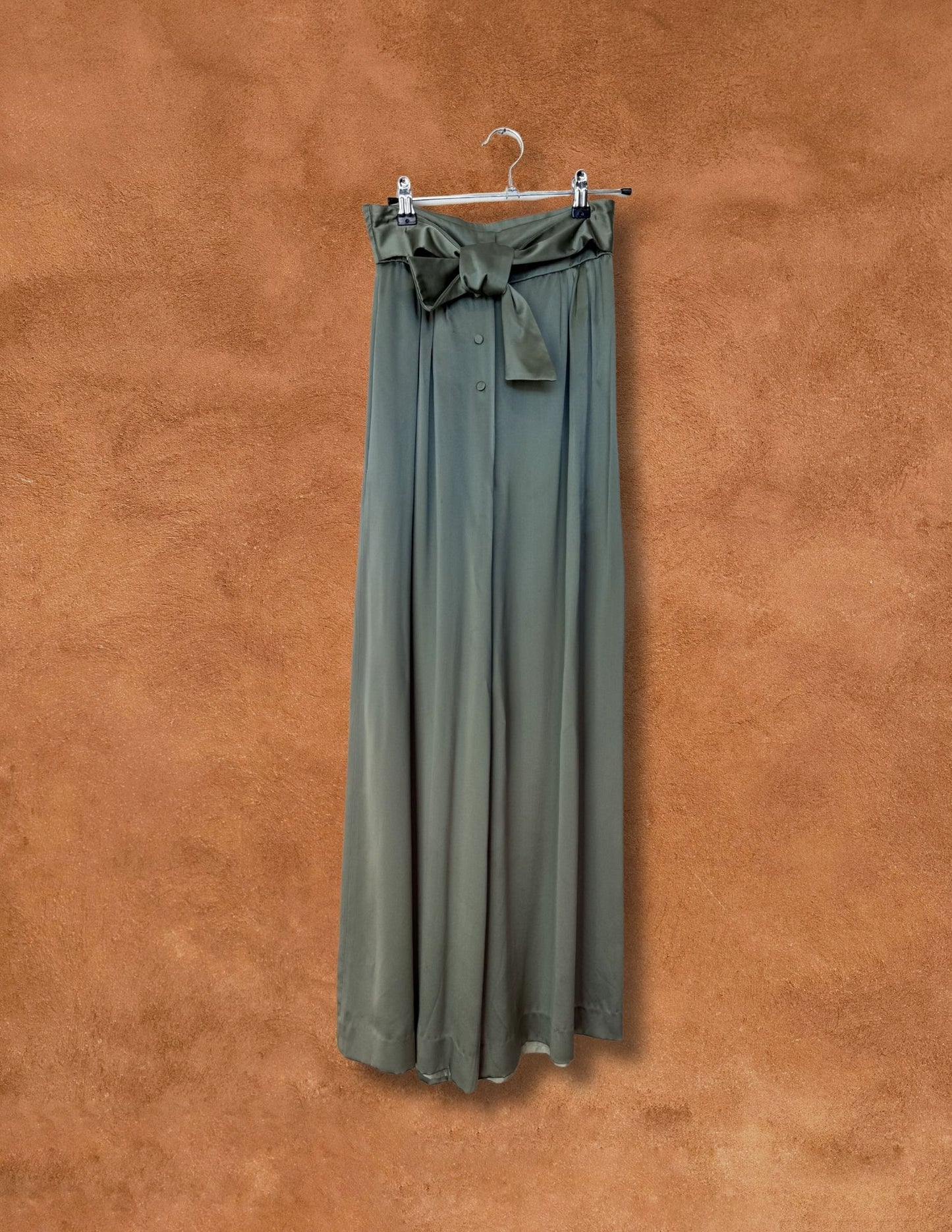 Vintage 80s Silk Charmeuse Wide Leg Pant 24 x 29