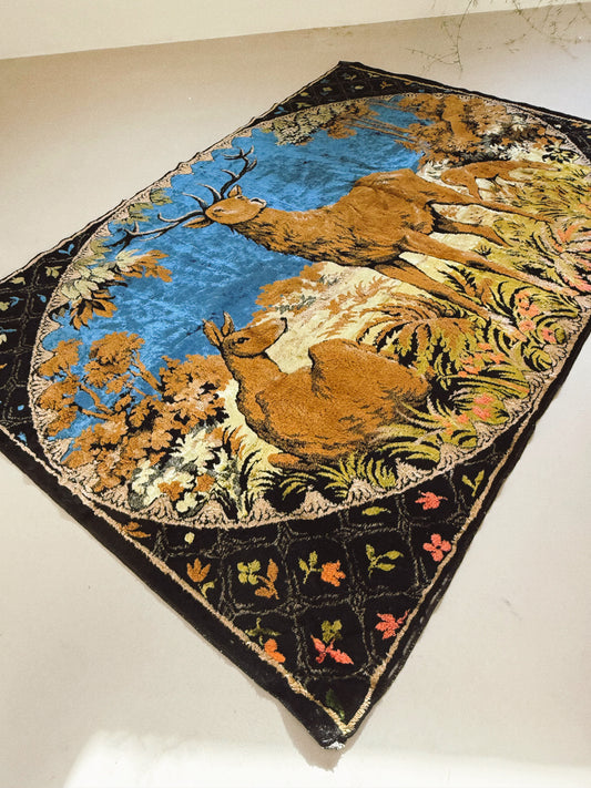 Vintage Deer Tapestry Rug