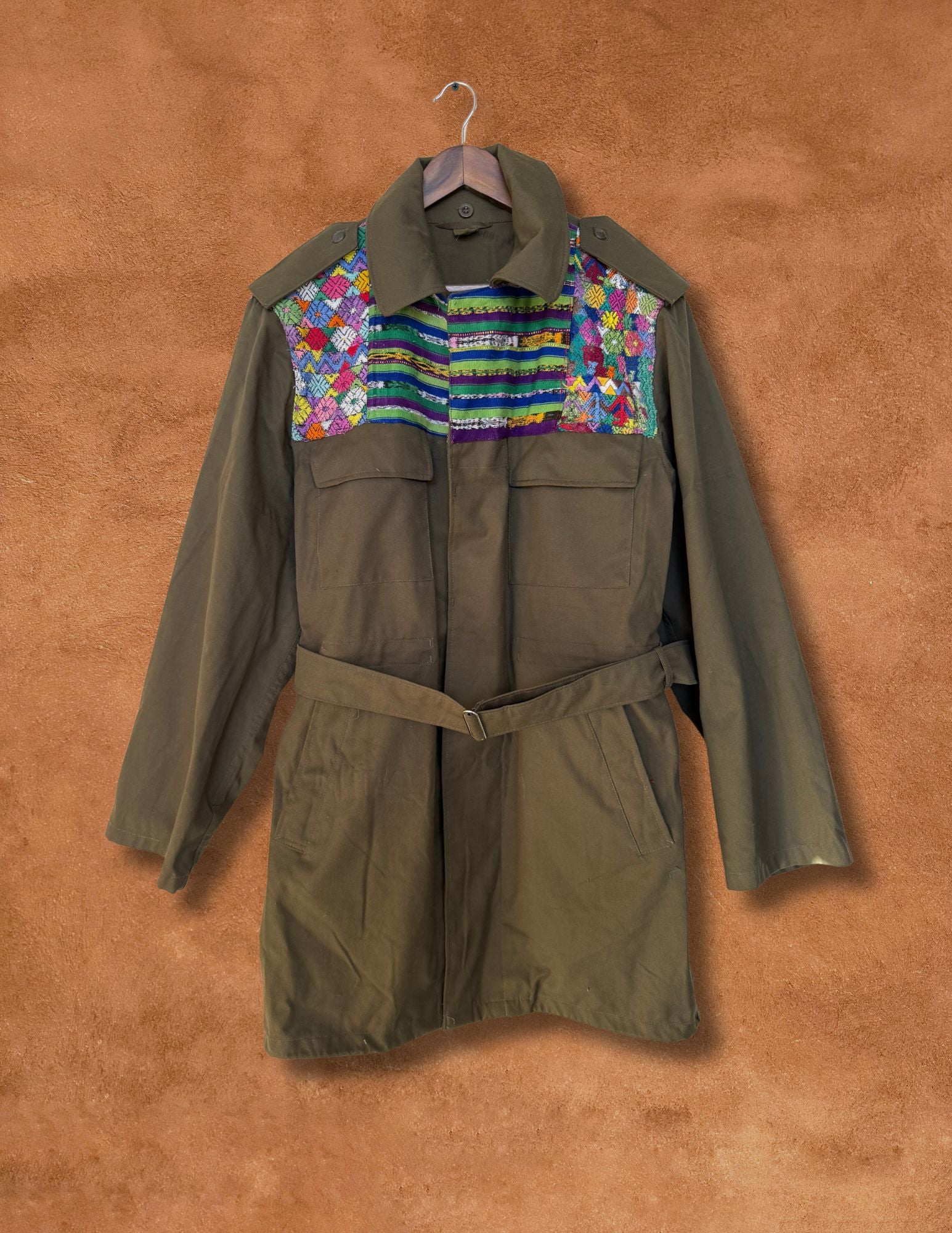 Upcycled Military Field Jacket — Midcentury Huipil Edition D