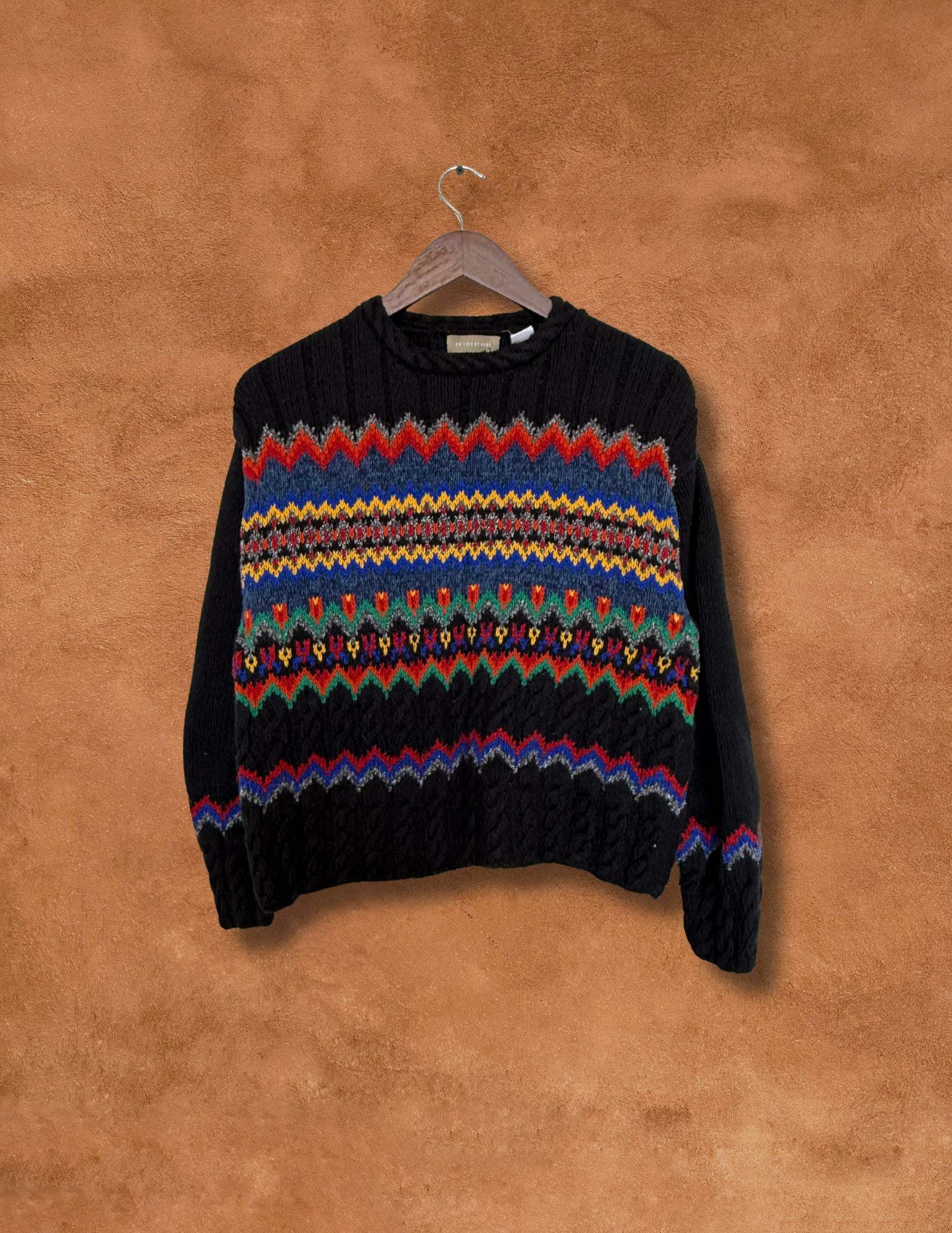 Vintage 80s Striped Geo Sweater